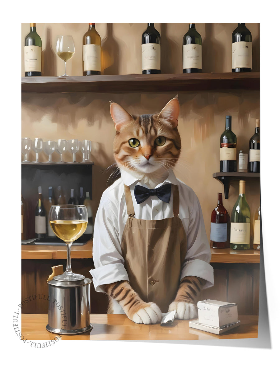 Çerçevesiz Poster, Barista Cat, Comfort Serisi Duvar Posteri, NO:108928