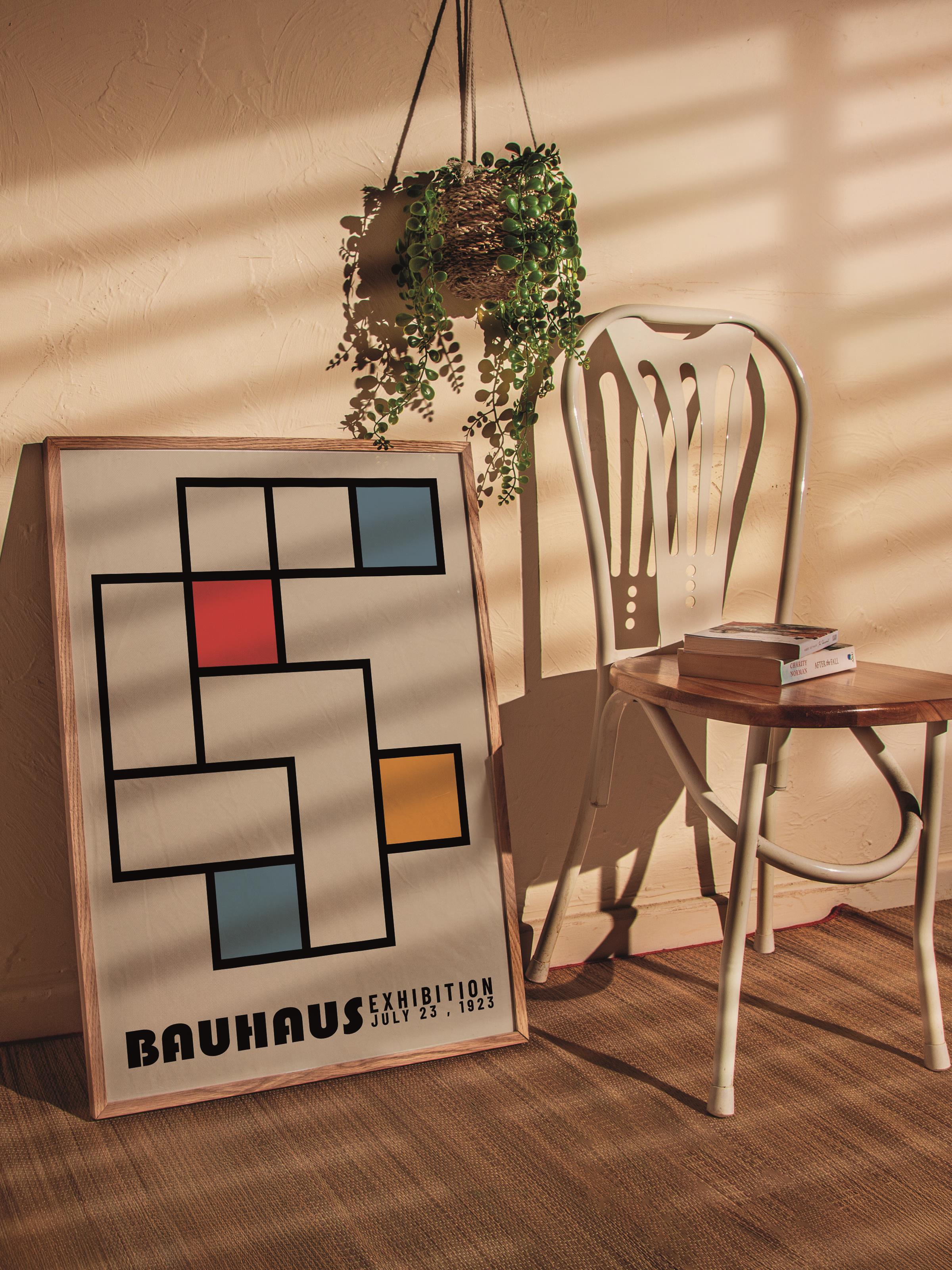 Çerçevesiz Poster, Bauhaus Serisi, Bej Duvar Posteri, Duvar Dekoru, HD Baskı, Kalın Arşivsel Sanat Kağıdı