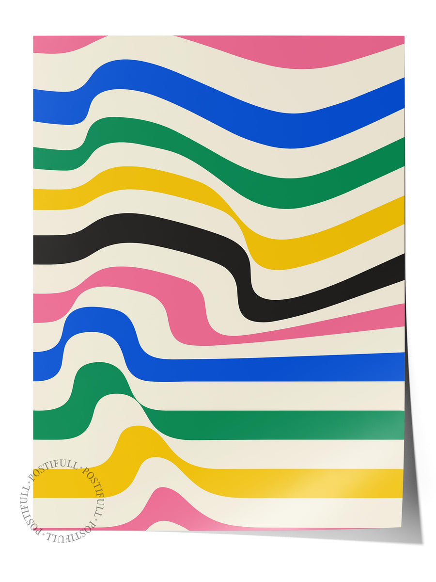 Dalgalı Modern Desen Bauhaus Çerçevesiz Poster