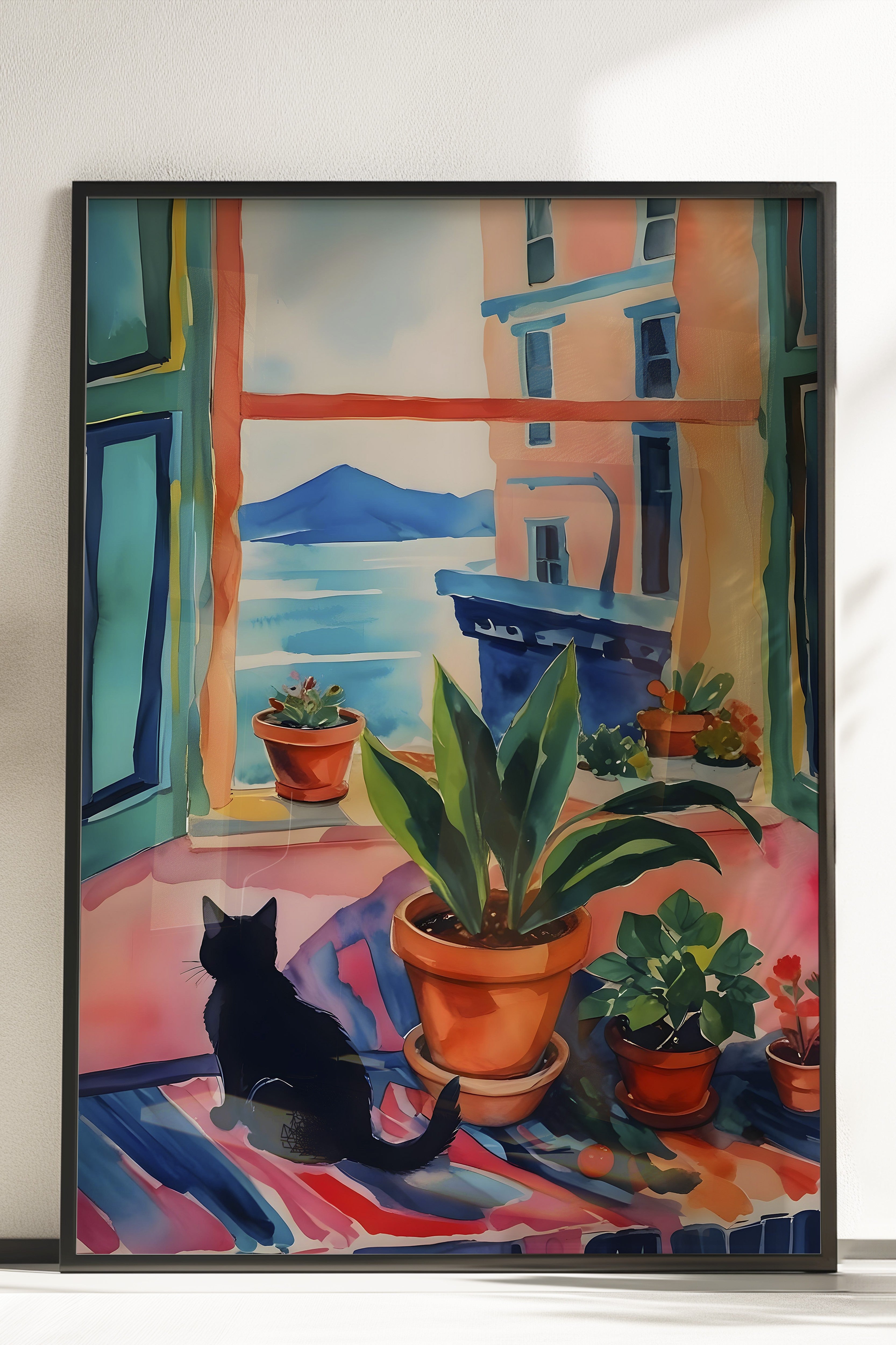 Çerçevesiz Poster, Black Cat  , Comfort Serisi Mutfak Duvar Posteri, NO:108963