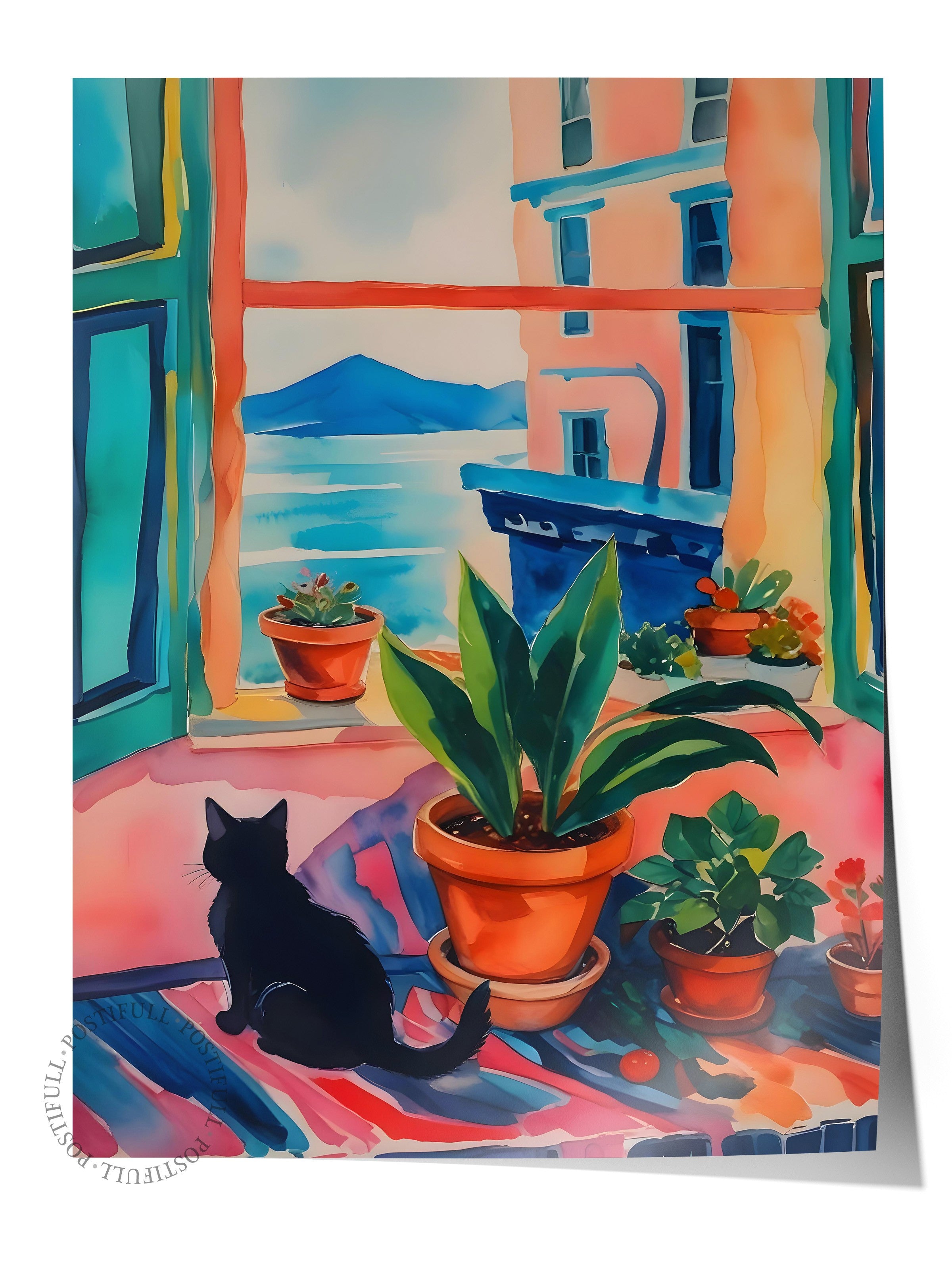 Çerçevesiz Poster, Black Cat  , Comfort Serisi Mutfak Duvar Posteri, NO:108963