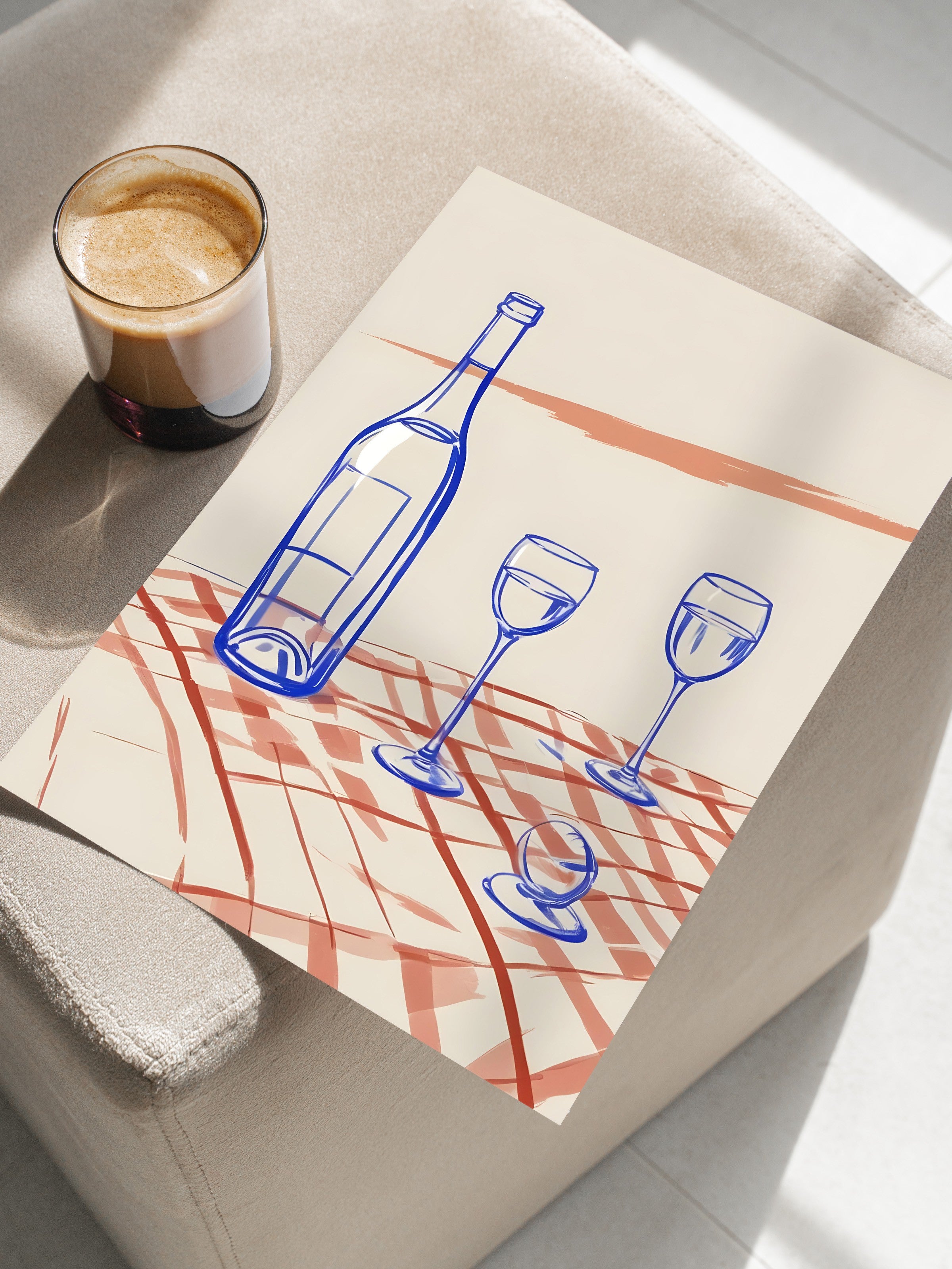 Çerçevesiz Poster, Bottle & Glasses, Comfort Serisi Mutfak Duvar Posteri, NO:109080