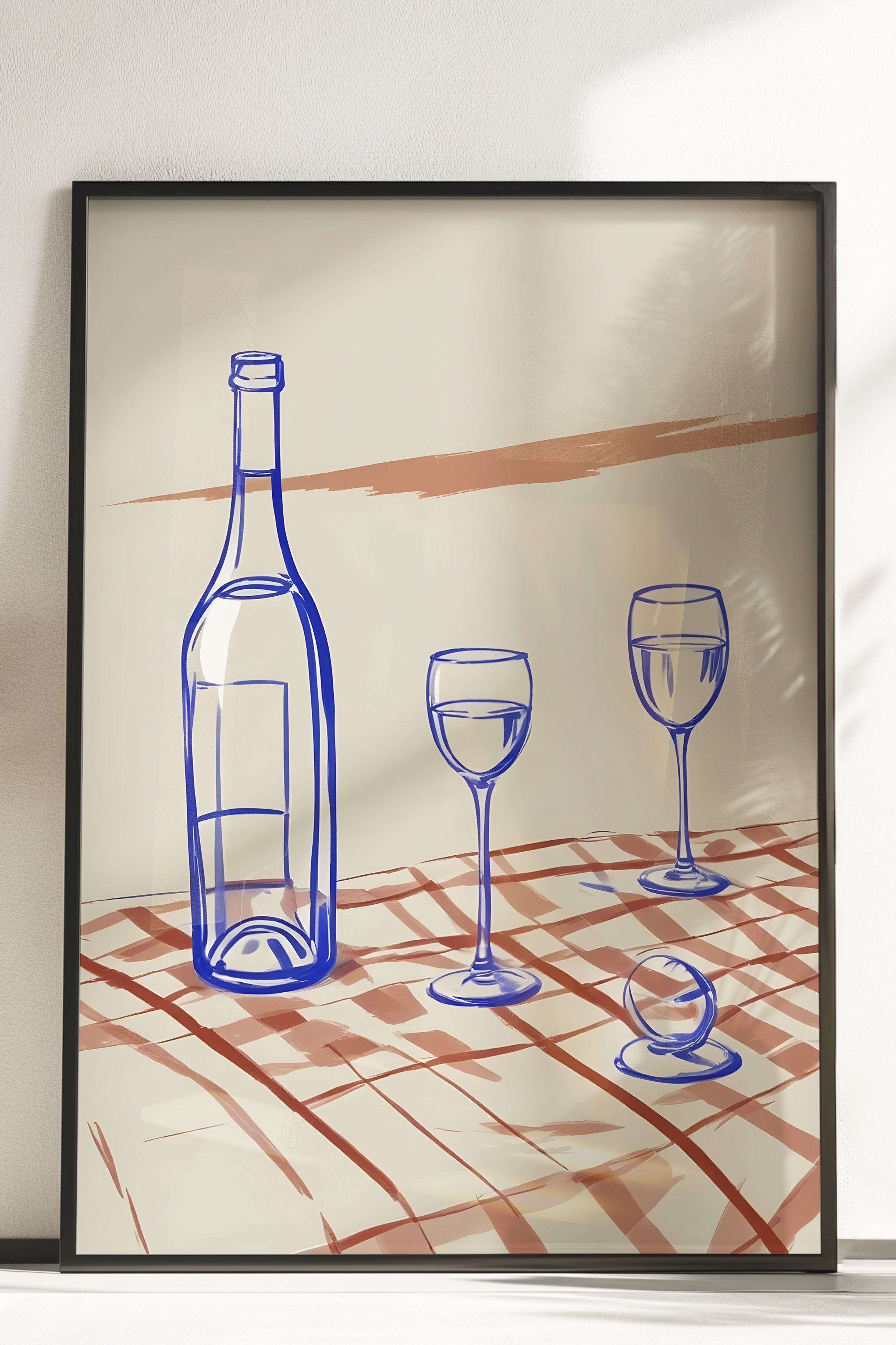 Çerçevesiz Poster, Bottle & Glasses, Comfort Serisi Mutfak Duvar Posteri, NO:109080