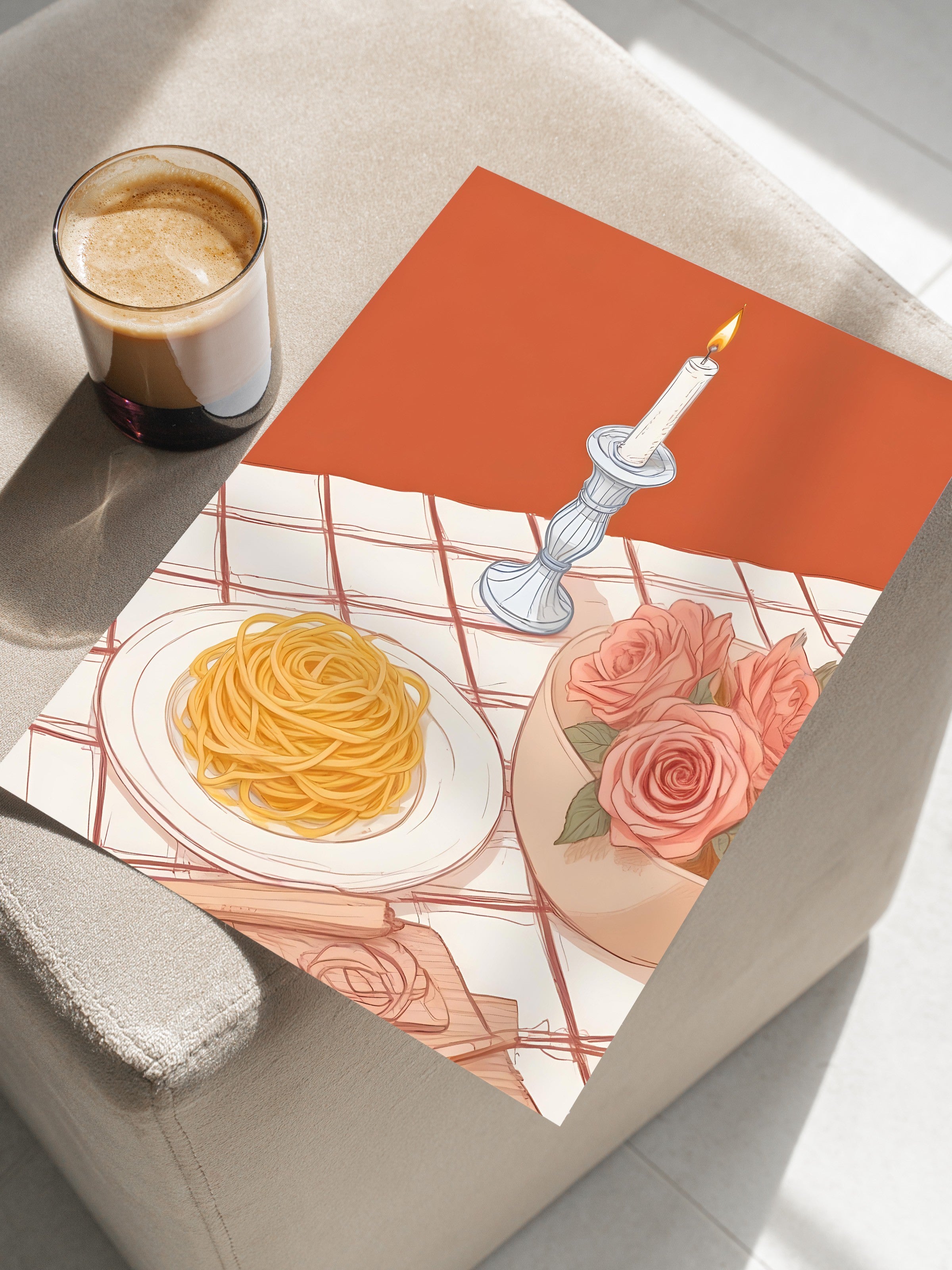 Çerçevesiz Poster, Candlestick With Pasta, Comfort Serisi Mutfak Duvar Posteri, NO:109107