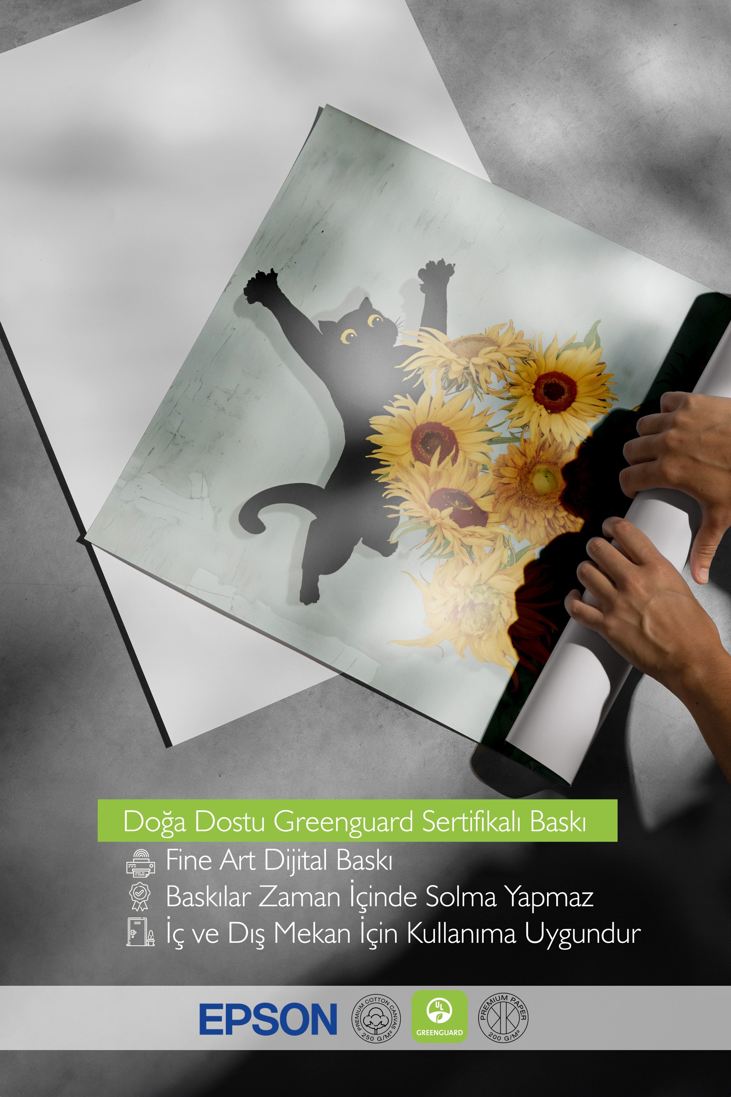 Çerçevesiz Poster, Cat Print Van Gogh, Comfort Serisi Mutfak Duvar Posteri, NO:108965