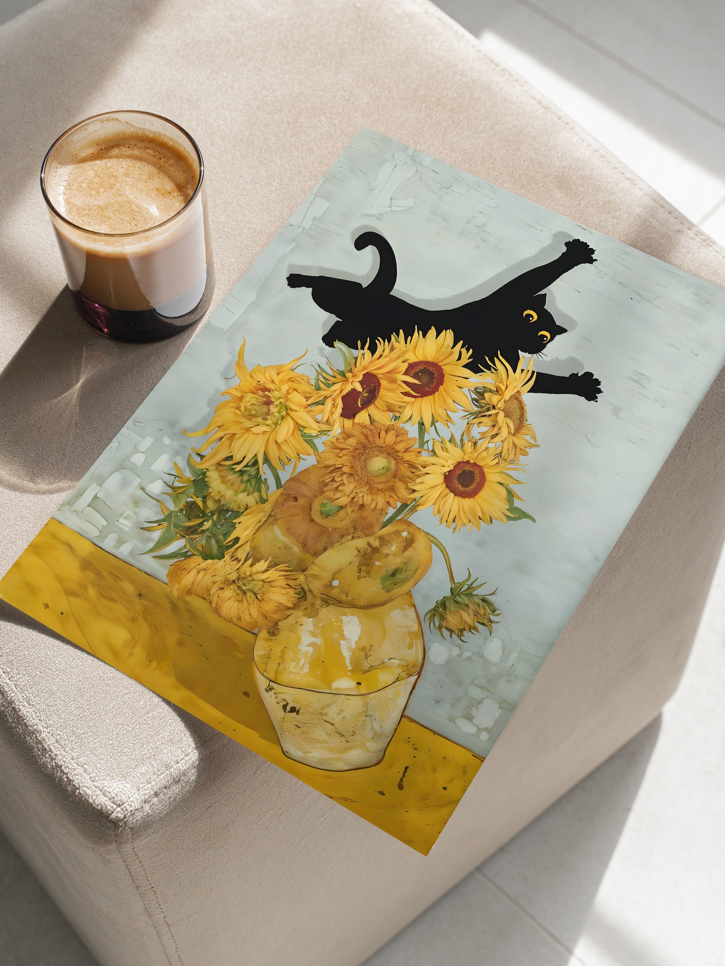 Çerçevesiz Poster, Cat Print Van Gogh, Comfort Serisi Mutfak Duvar Posteri, NO:108965