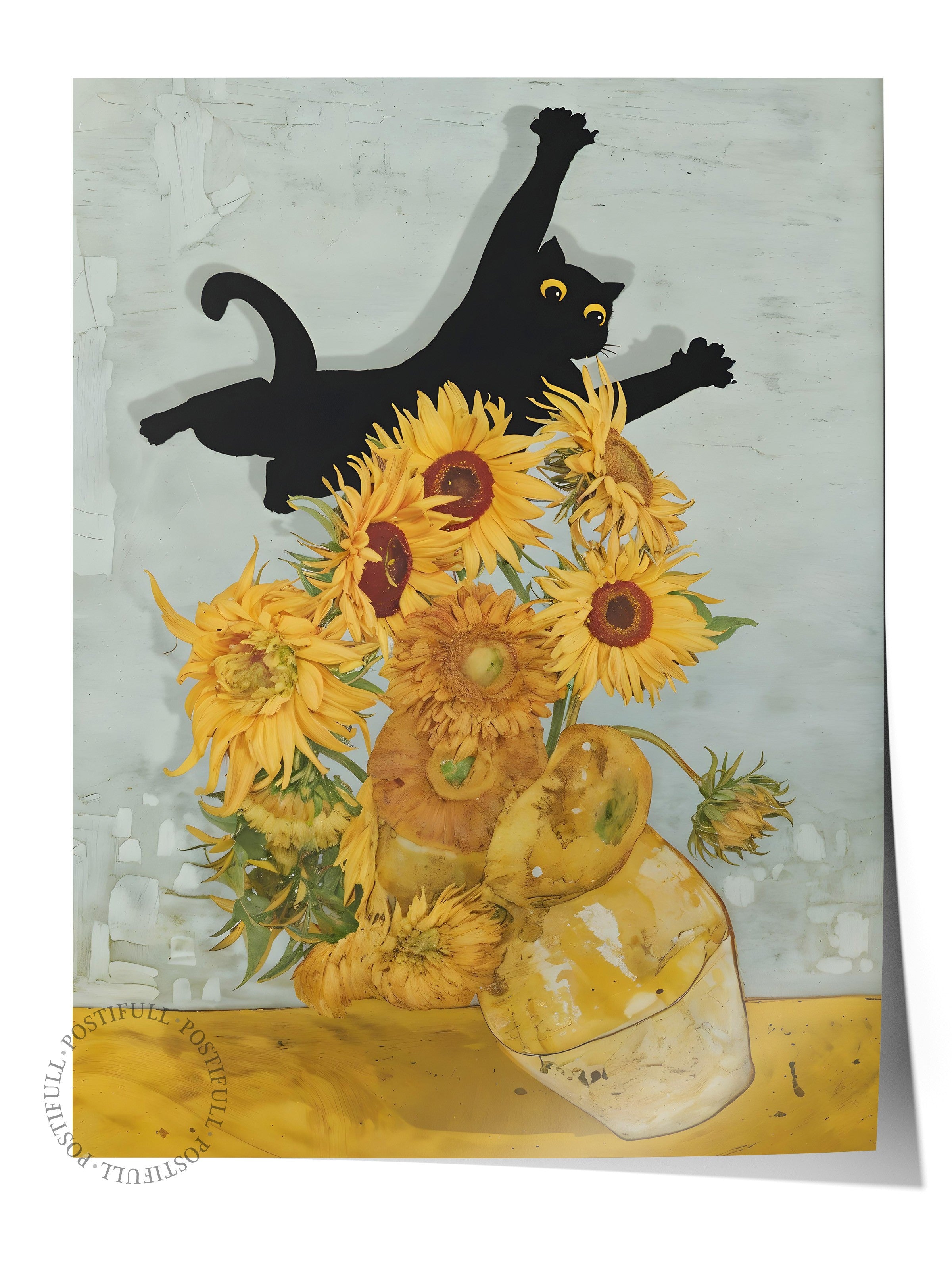 Çerçevesiz Poster, Cat Print Van Gogh, Comfort Serisi Mutfak Duvar Posteri, NO:108965