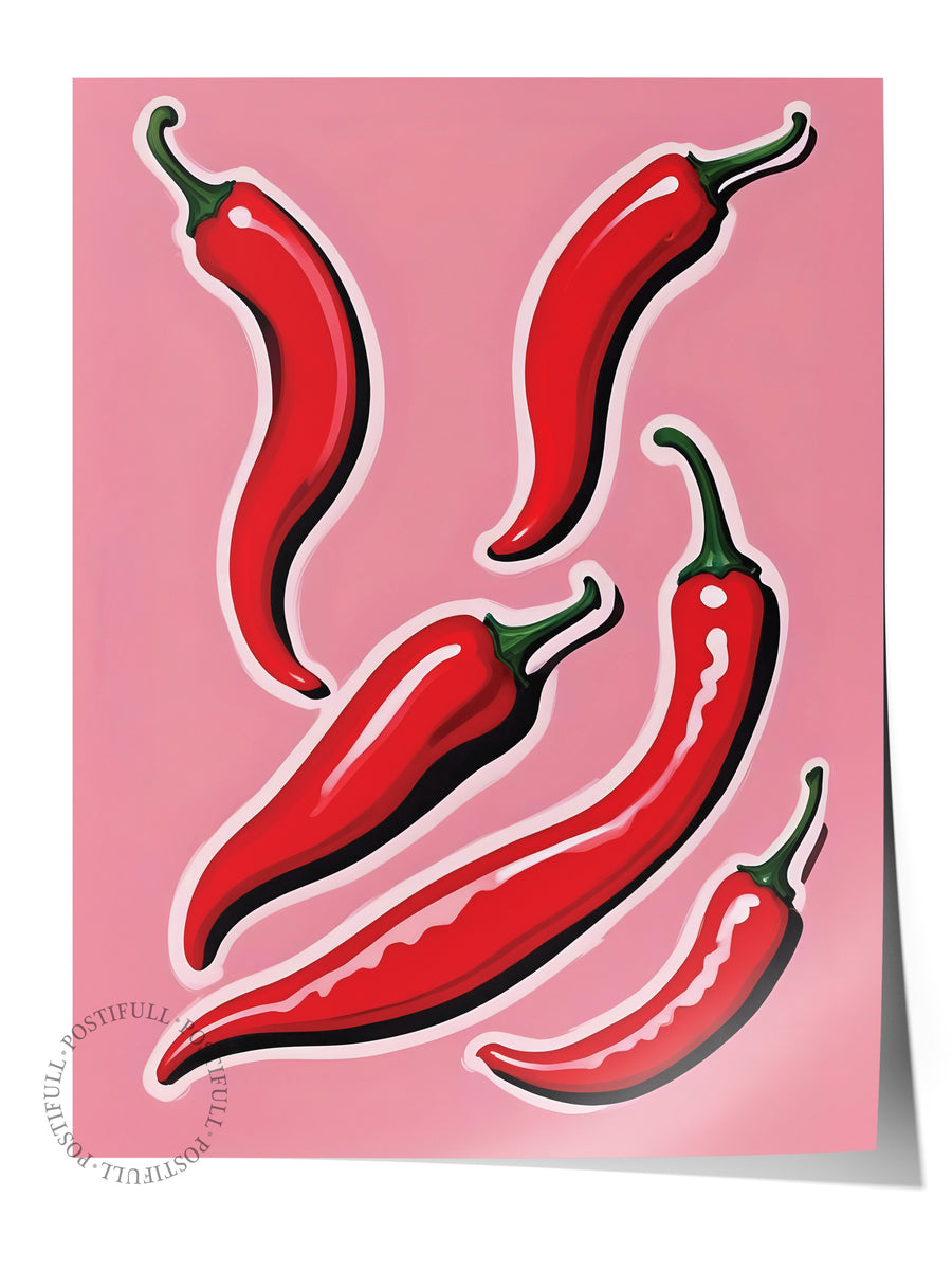 Çerçevesiz Poster, Chili Pepper, Comfort Serisi Mutfak Duvar Posteri, NO:109057