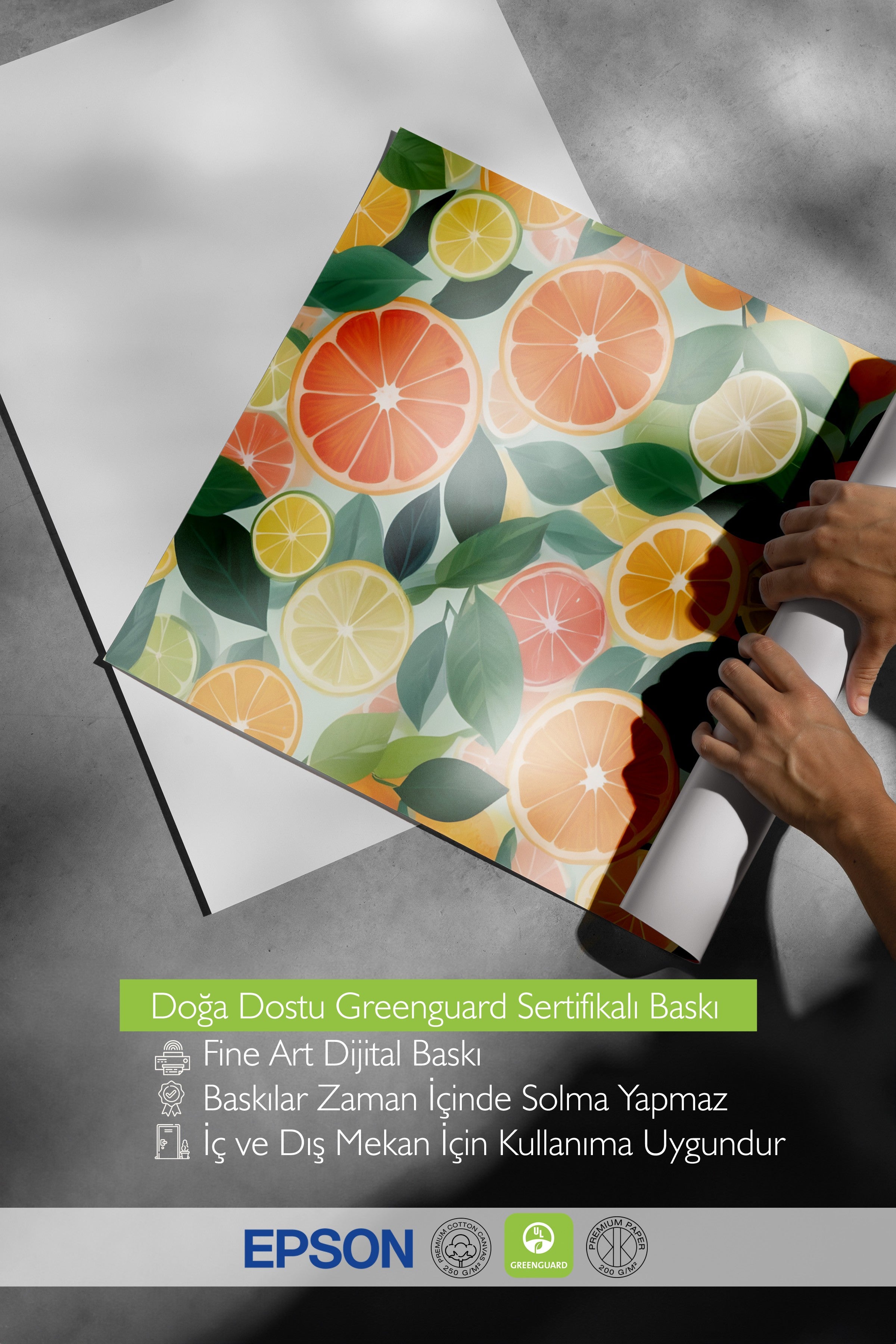 Çerçevesiz Poster, Citrus Fruits, Comfort Serisi Mutfak Duvar Posteri, NO:109127