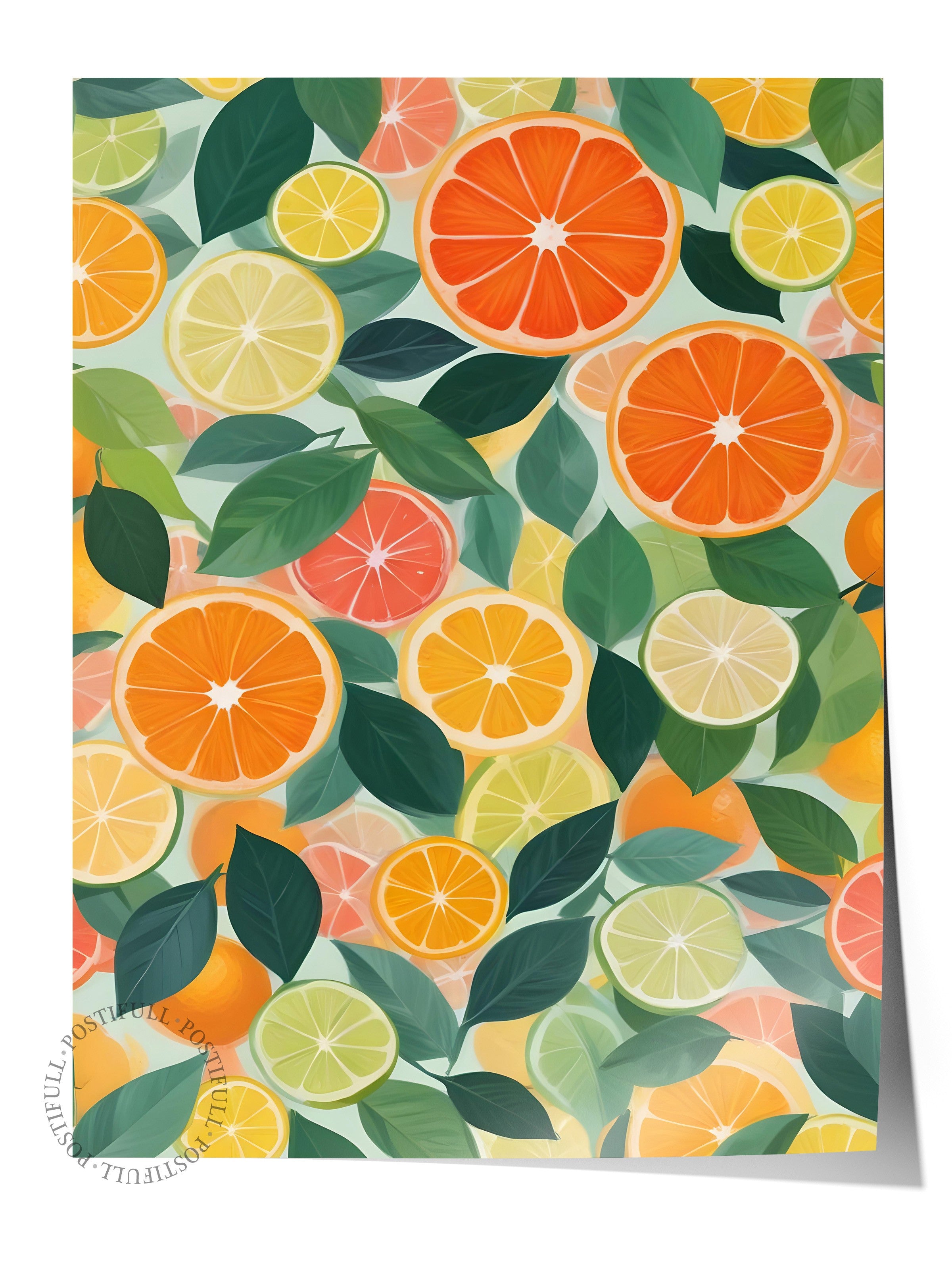 Çerçevesiz Poster, Citrus Fruits, Comfort Serisi Mutfak Duvar Posteri, NO:109127