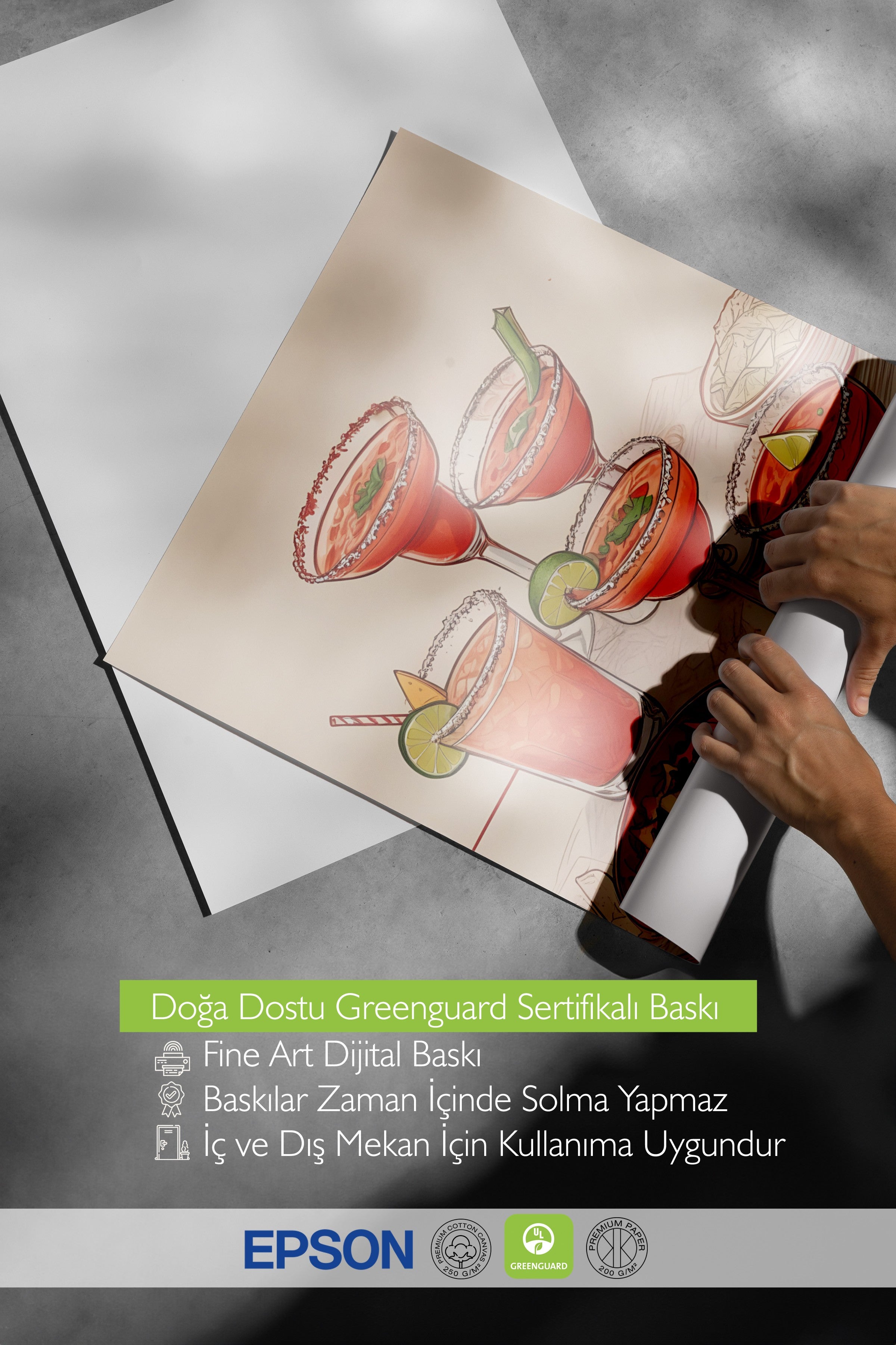 Çerçevesiz Poster, Coctails & Lime, Comfort Serisi Mutfak Duvar Posteri, NO:109096