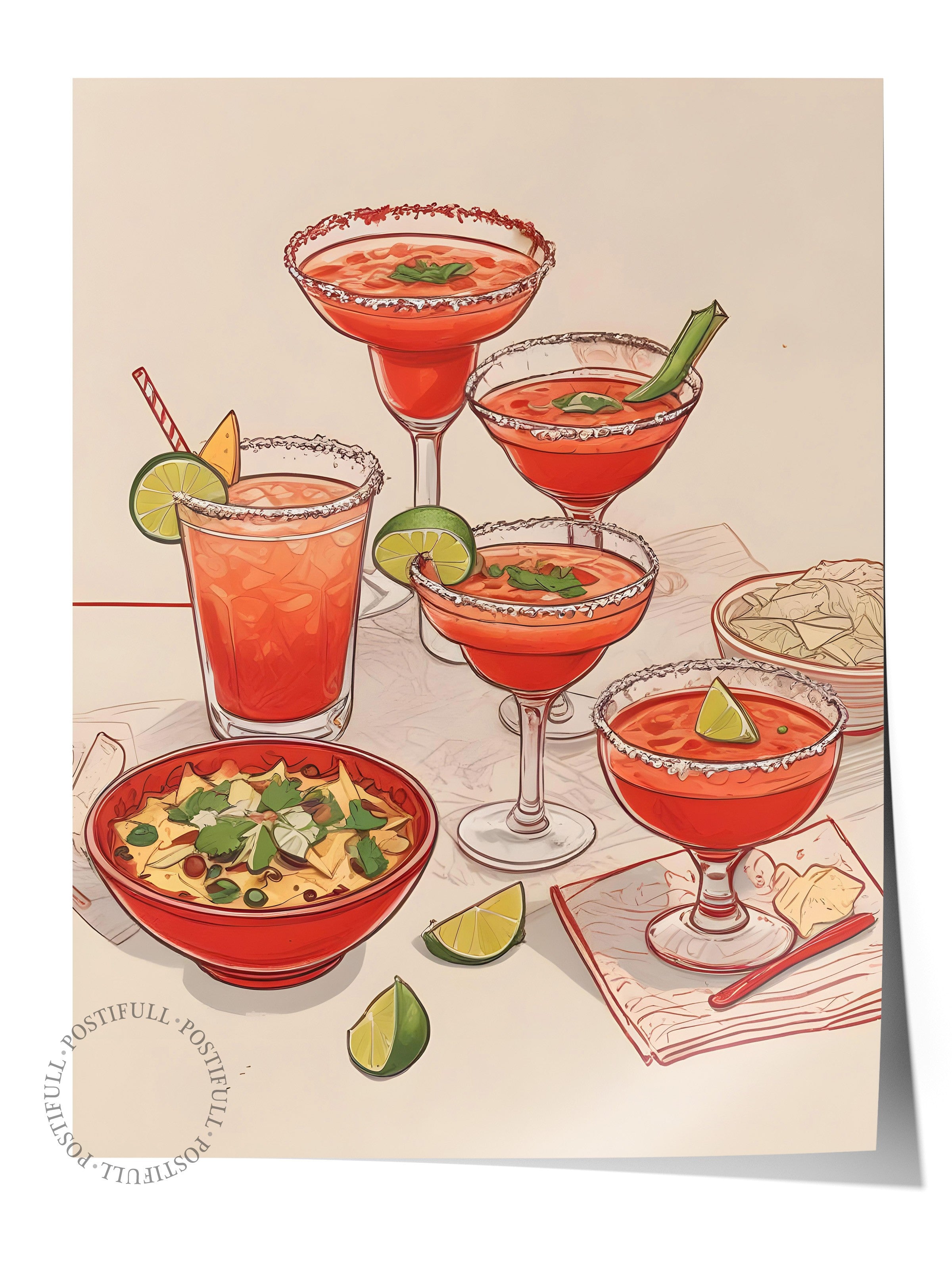 Çerçevesiz Poster, Coctails & Lime, Comfort Serisi Mutfak Duvar Posteri, NO:109096