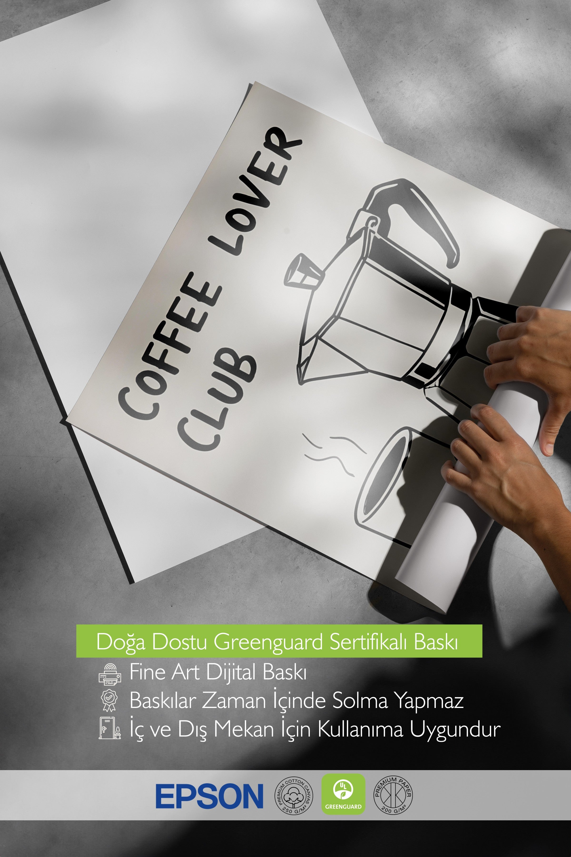 Çerçevesiz Poster, Coffee Lover Club, Comfort Serisi Mutfak Duvar Posteri, NO:109115