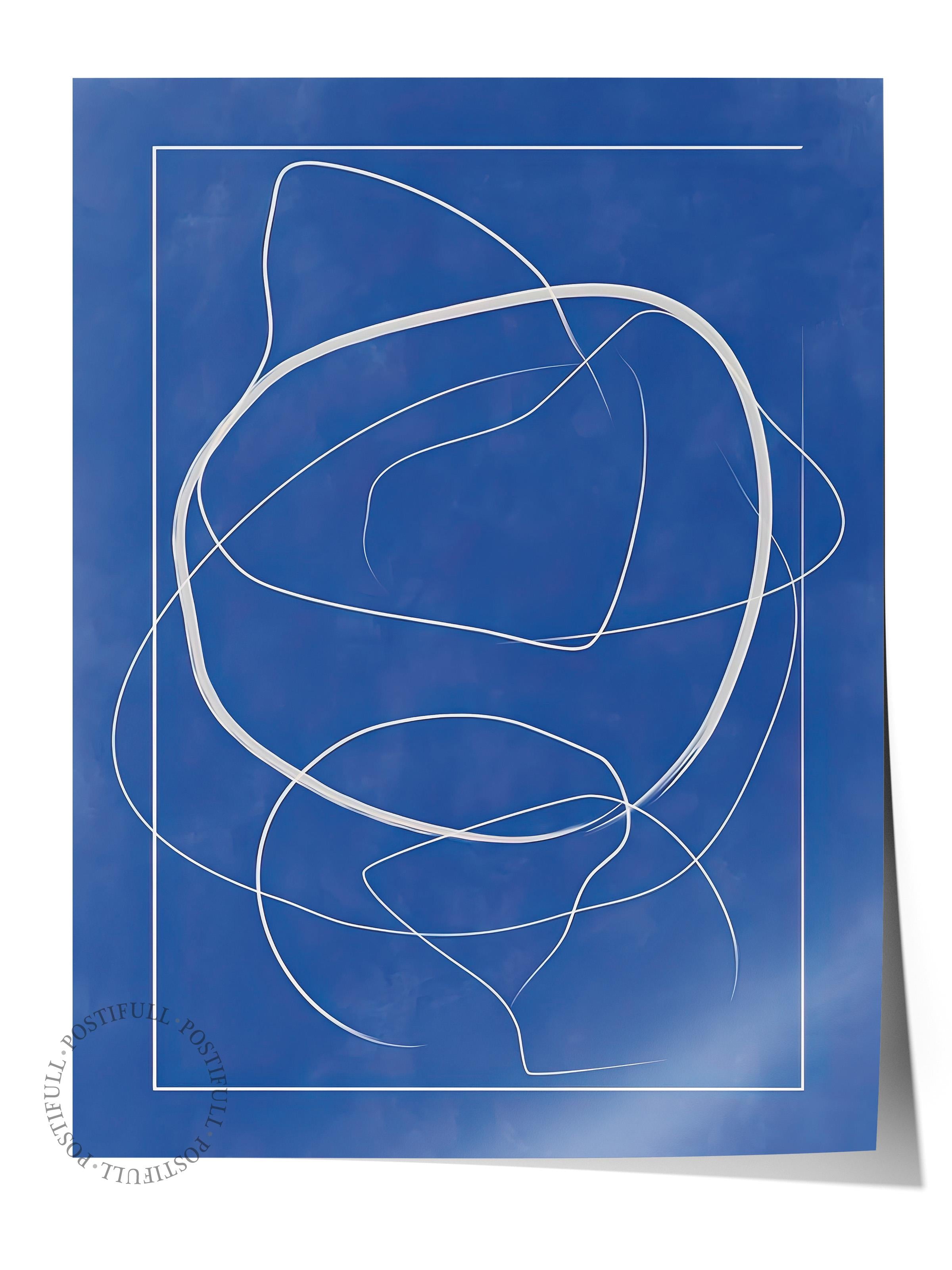 Çerçevesiz Poster, HD Kalite Duvar Posteri,Comfort Serisi, Abstract Blue Lines Poster, NO:108601