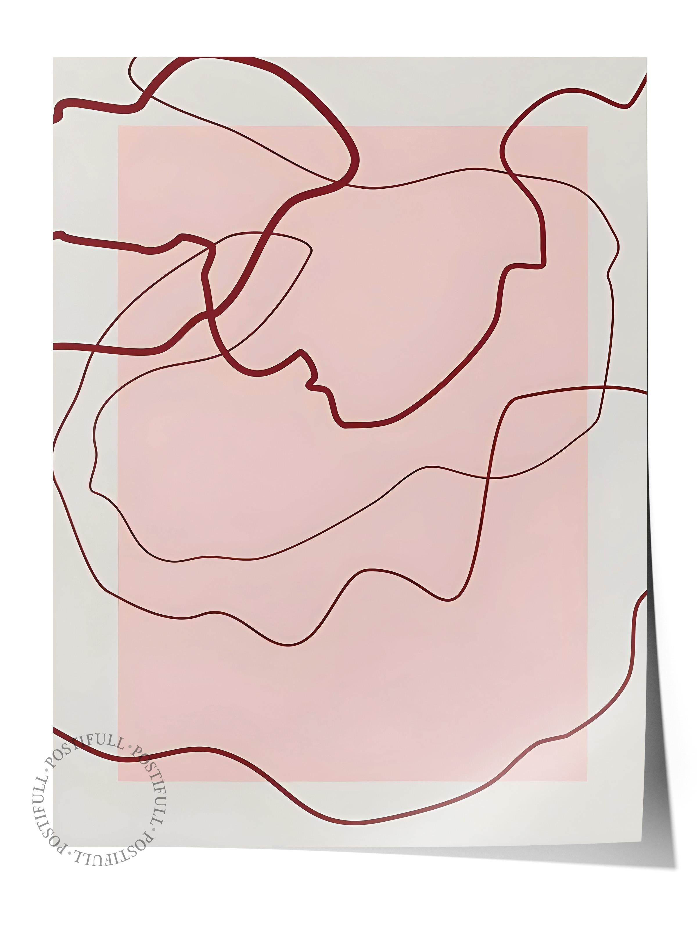 Çerçevesiz Poster, HD Kalite Duvar Posteri,Comfort Serisi, Abstract Red Lines Poster, NO:108705