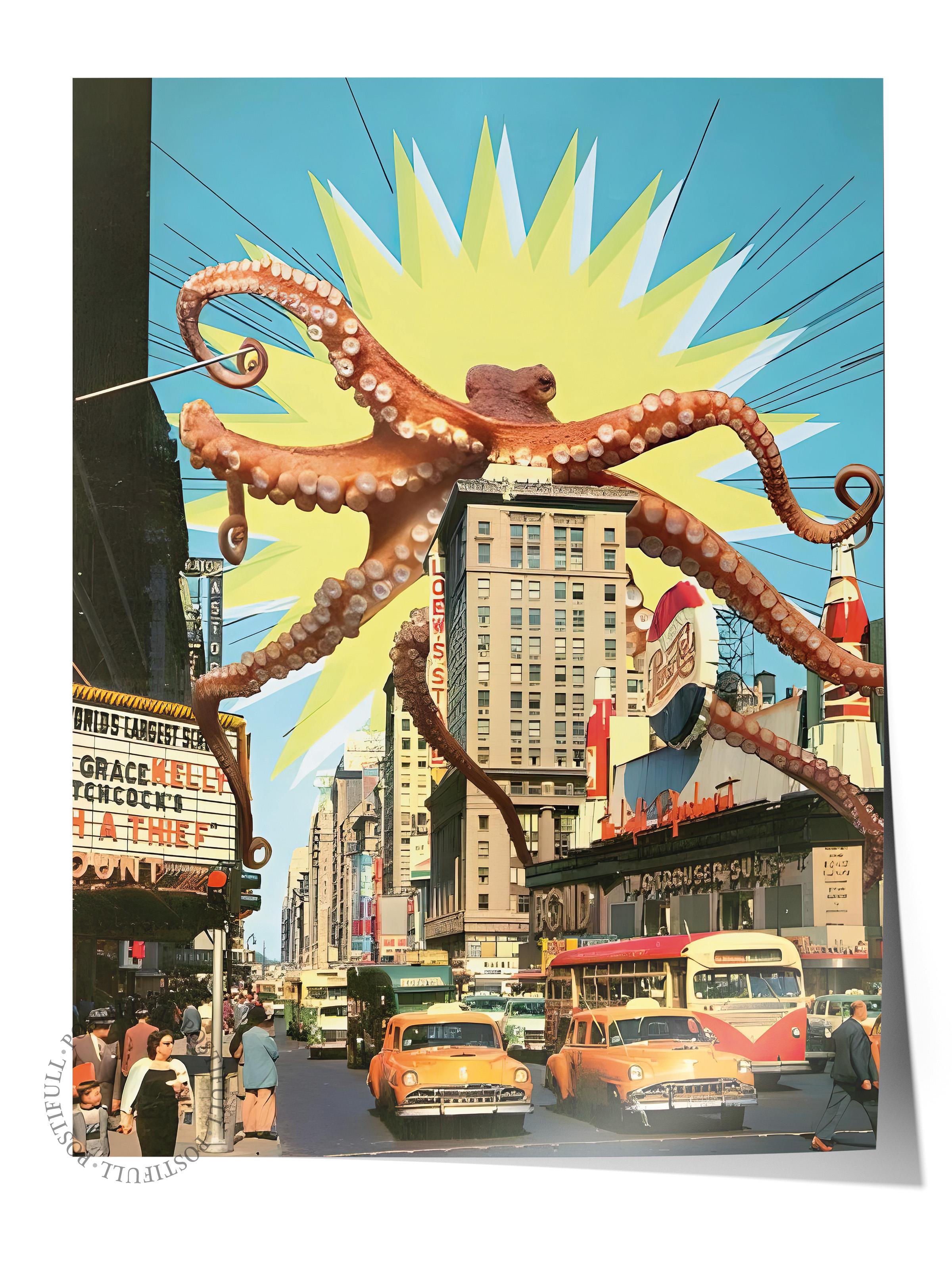 Çerçevesiz Poster, Comfort Serisi, Attack of the Octopus Poster, NO:108732
