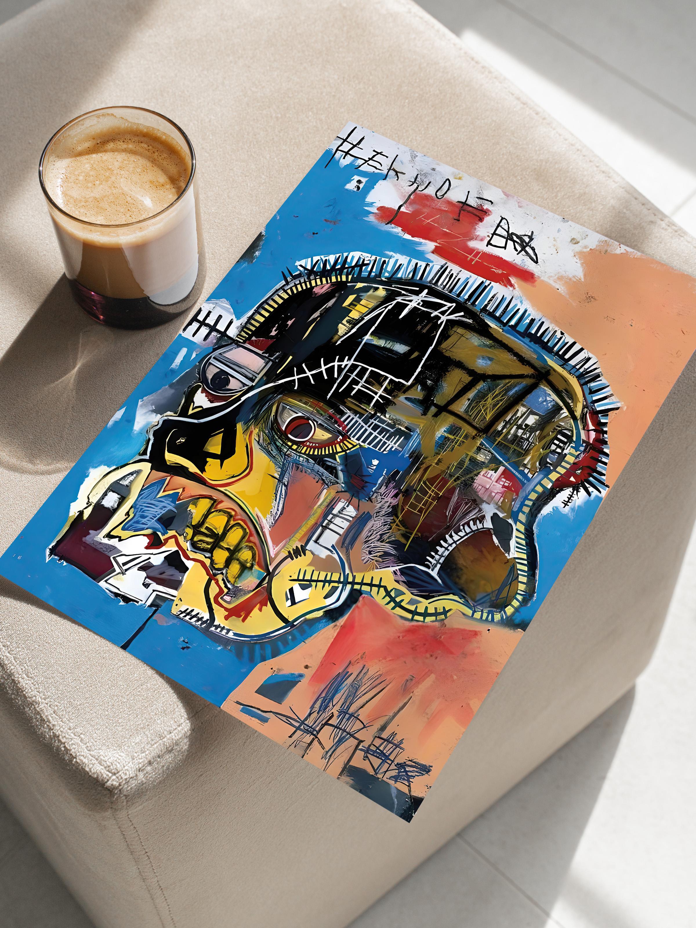 Çerçevesiz Poster, HD Kalite Duvar Posteri,Comfort Serisi, Basquiat Skull Poster, NO:108692