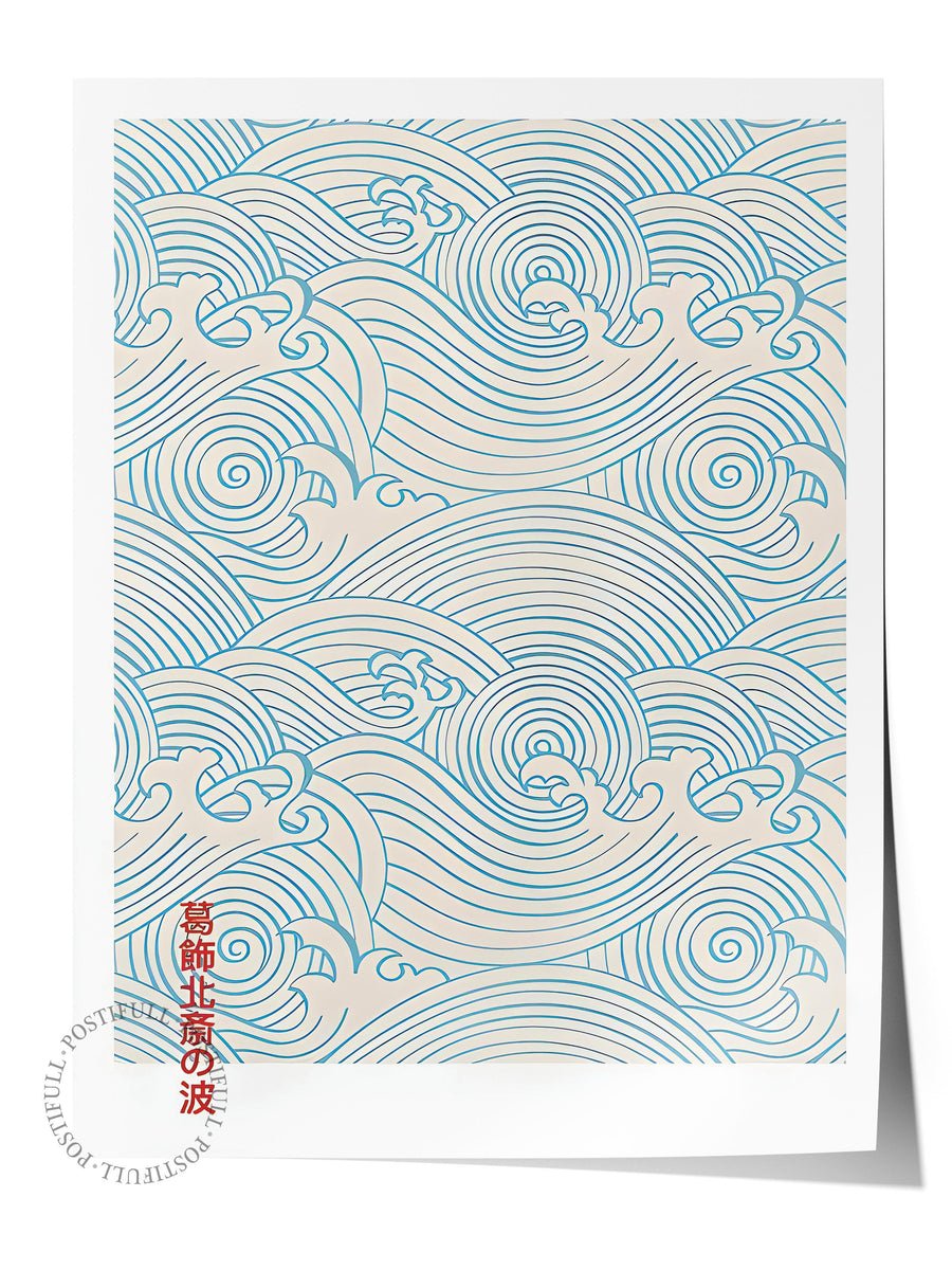 Çerçevesiz Poster, HD Kalite Duvar Posteri,Comfort Serisi, Blue Waves Poster, NO:108709