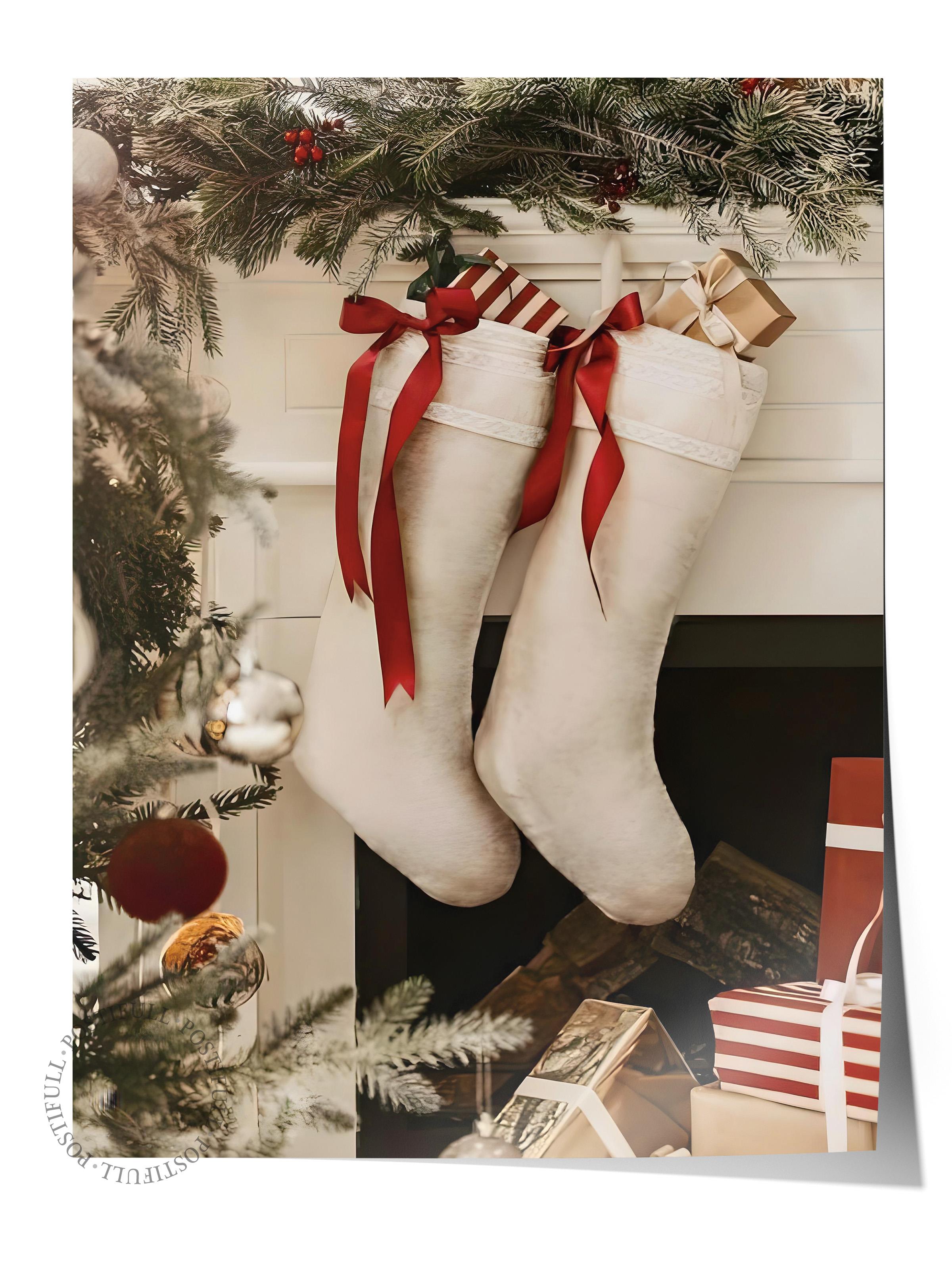 Çerçevesiz Yılbaşı Posteri, Yılbaşı Dekoru, Comfort Serisi, Christmas Stockings Poster, NO:108625