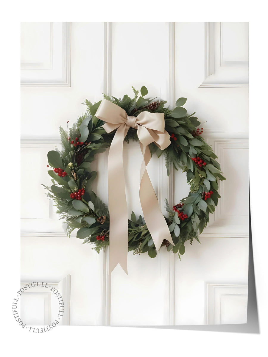 Çerçevesiz Yılbaşı Posteri, Yılbaşı Dekoru, Comfort Serisi, Eucalyptus Wreath Poster, NO:108621