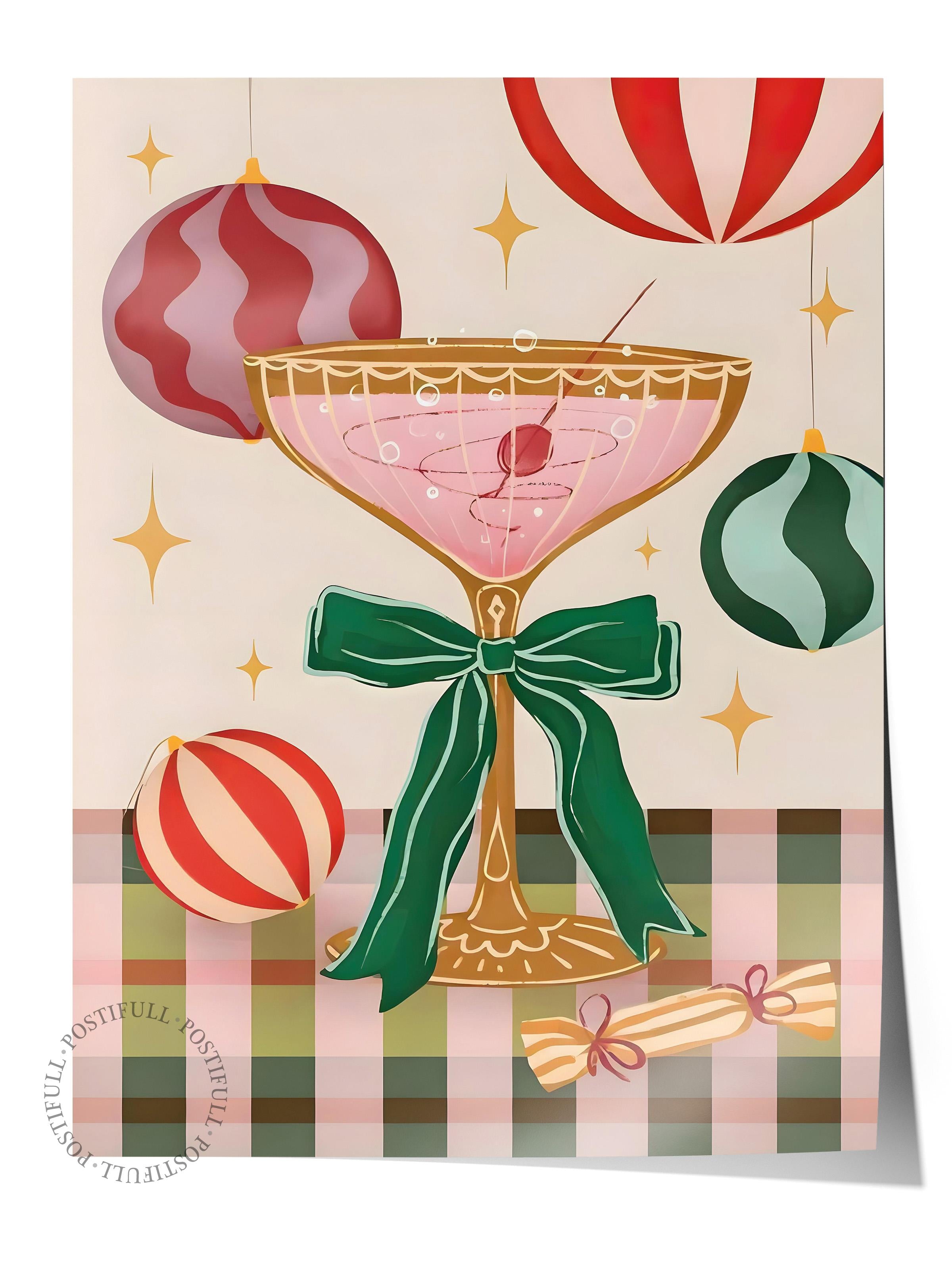 Çerçevesiz Yılbaşı Posteri, Yılbaşı Dekoru, Comfort Serisi, Festive Cocktail Poster, NO:108676