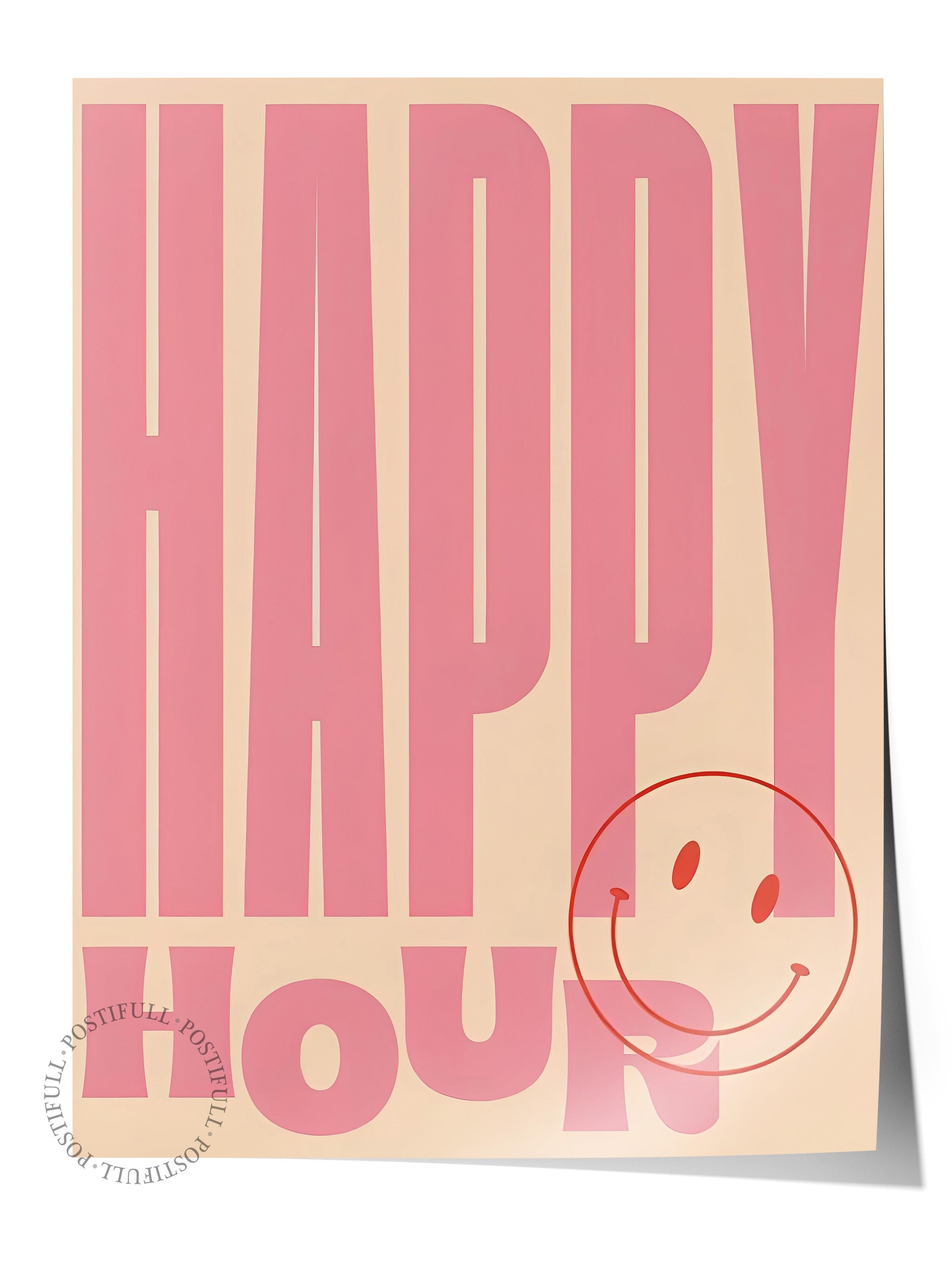 Çerçevesiz Poster, HD Kalite Duvar Posteri,Comfort Serisi, Happy Hour Pink Poster, NO:108726