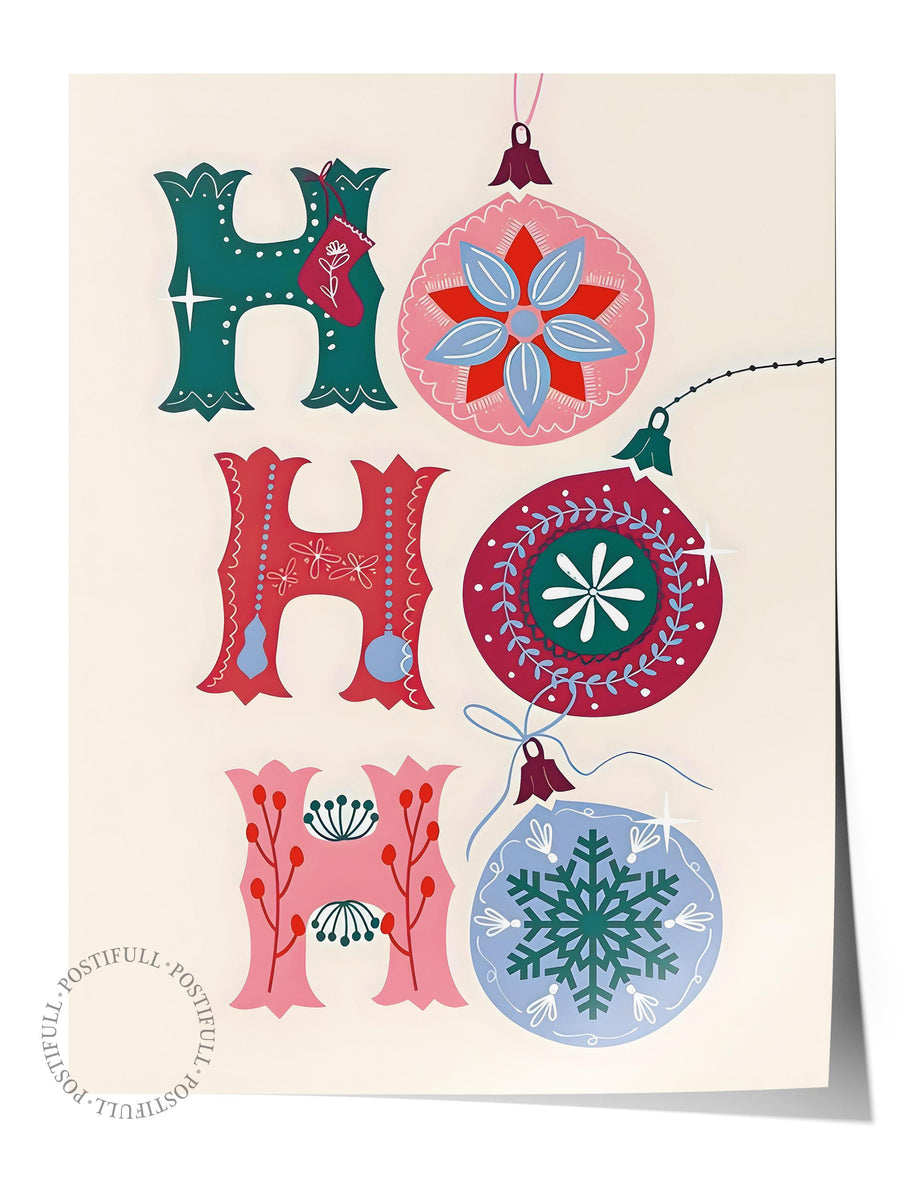 HO HO HO Yılbaşı Çerçevesiz Poster