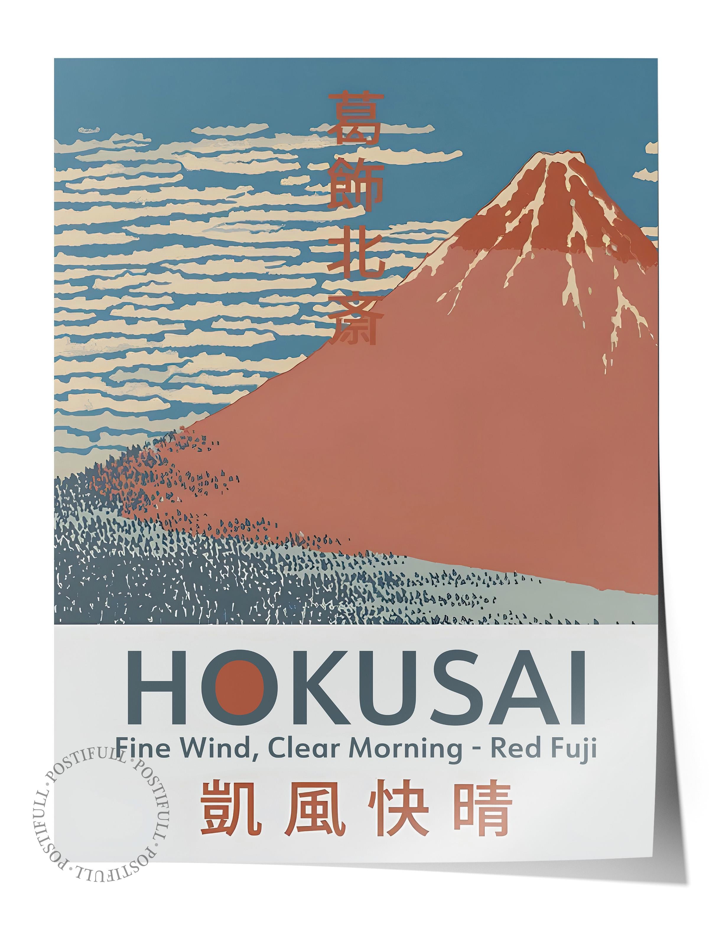 Çerçevesiz Poster, Comfort Serisi, Hokusai - Fine Wind Clear Morning Poster, NO:108714