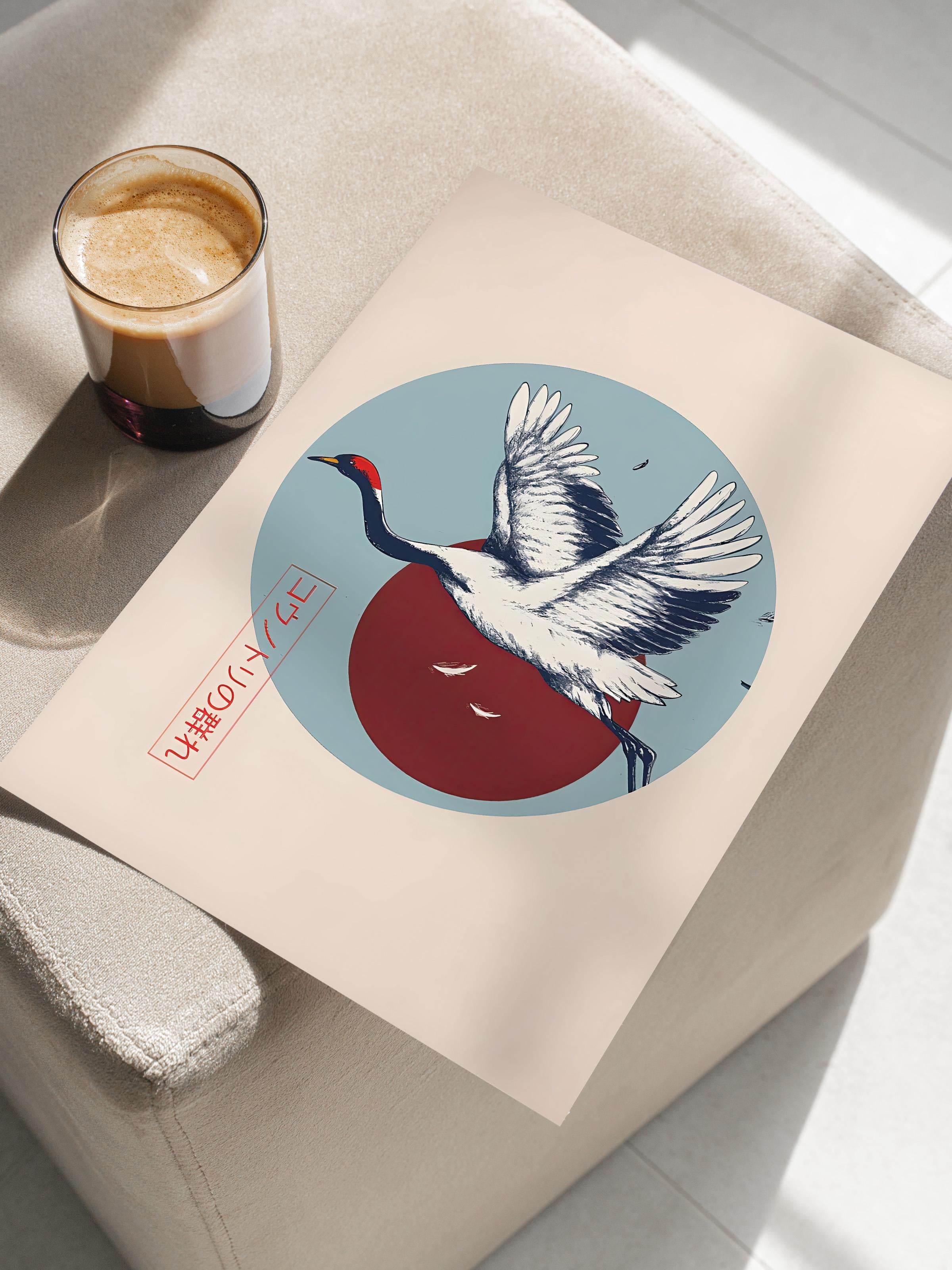 Çerçevesiz Poster, Comfort Serisi, Japanese Crane Flying Poster, NO:108699