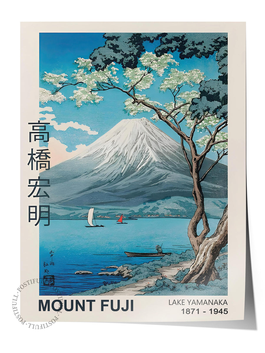 Fuji Dağı ve Yamanaka Gölü Manzarası Japon Sanatı Comfort Serisi Çerçevesiz Poster