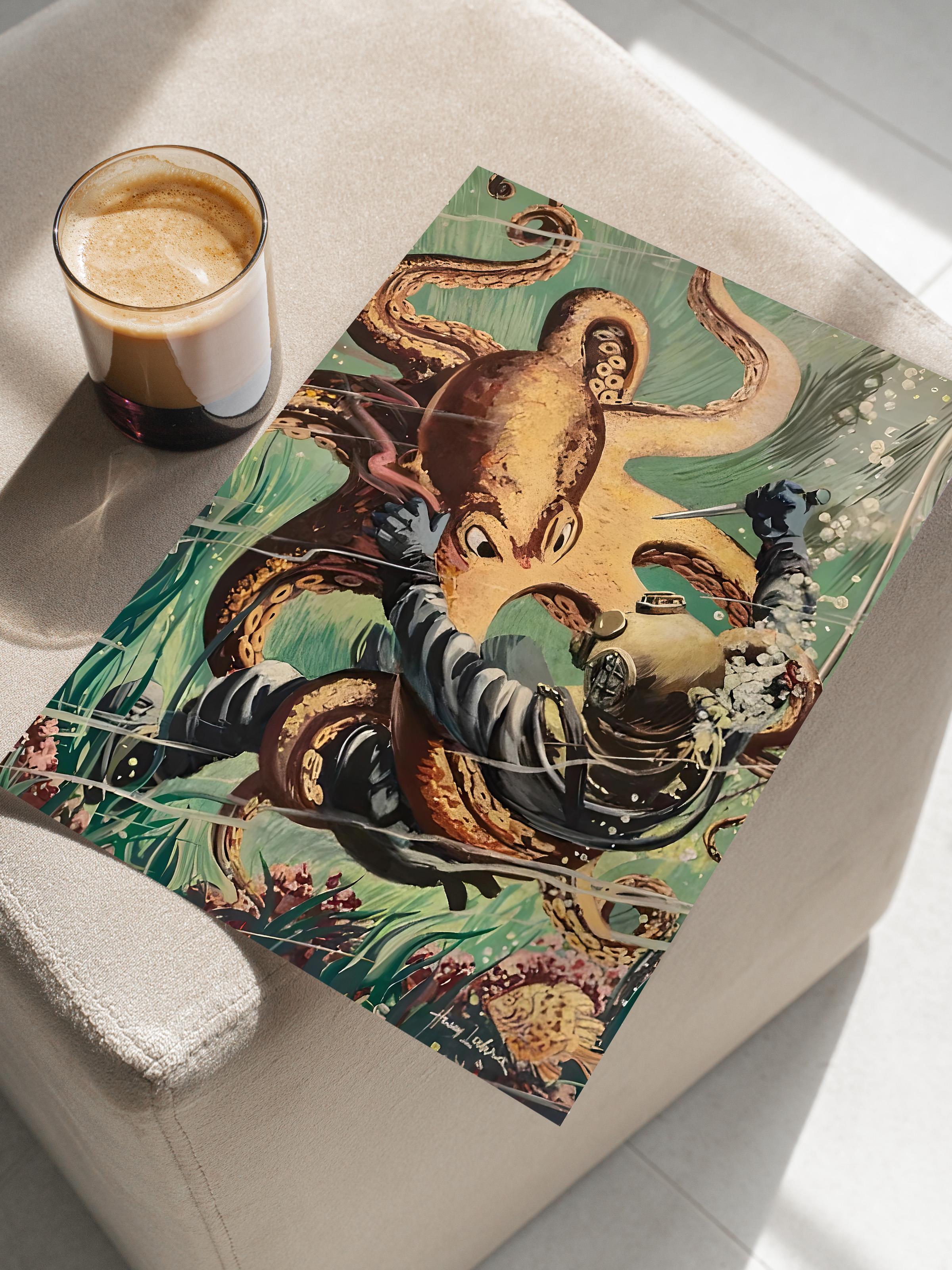 Çerçevesiz Poster, HD Kalite Duvar Posteri,Comfort Serisi, Octopus Attacks Poster, NO:108733