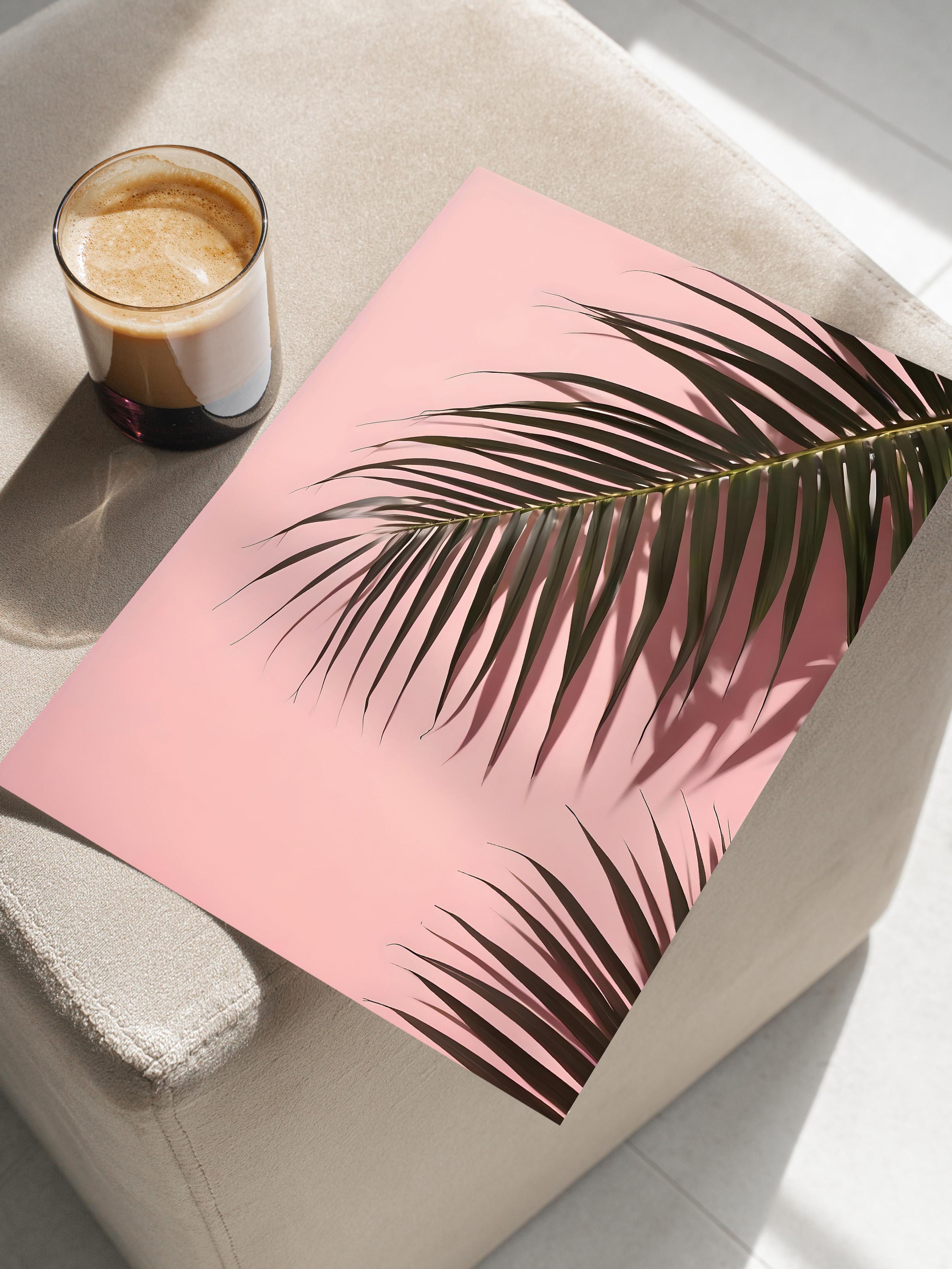Çerçevesiz Poster, HD Kalite Duvar Posteri,Comfort Serisi, Pink Wall Palms Poster, NO:108650