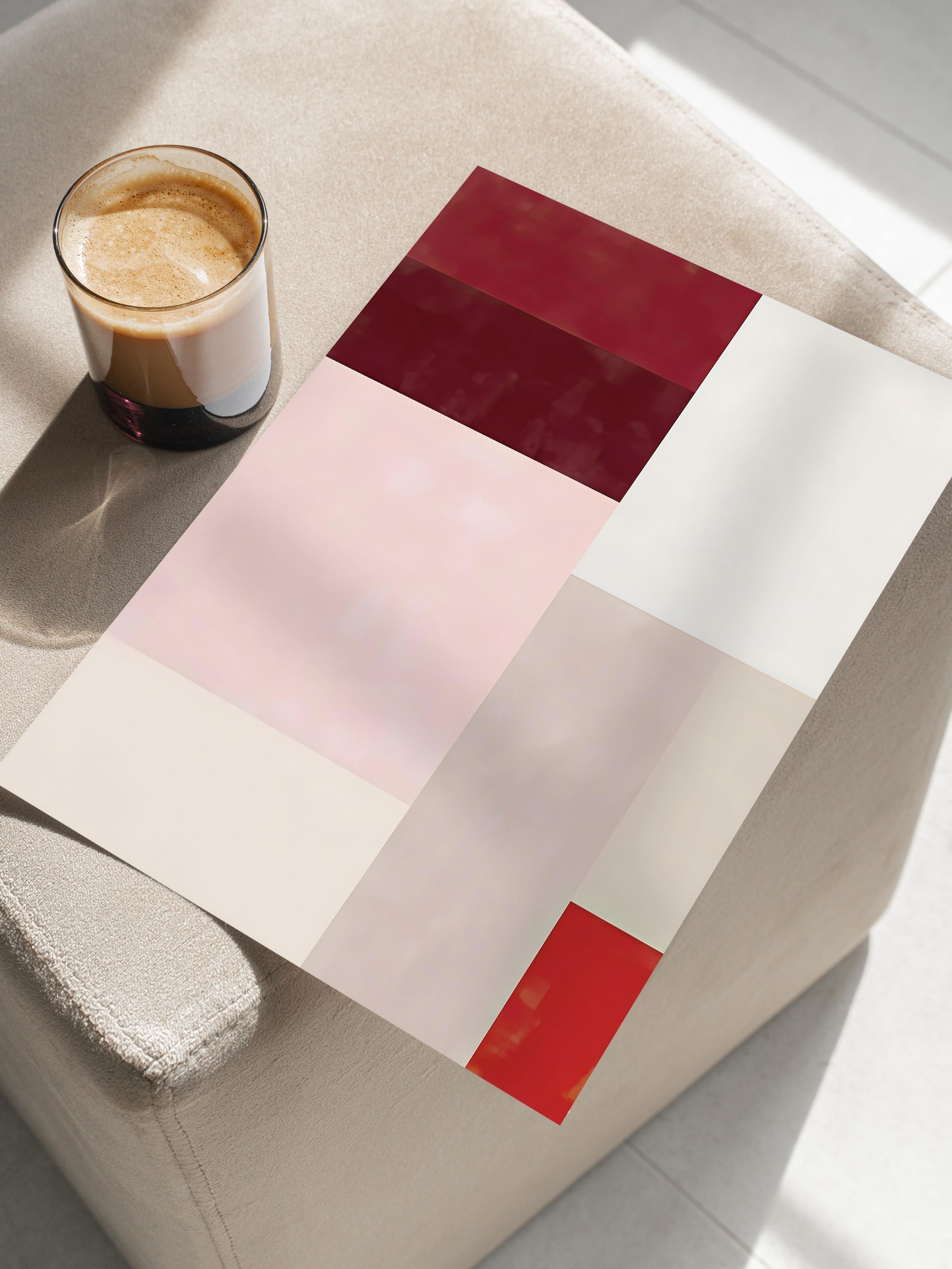 Çerçevesiz Poster, Comfort Serisi, Red And Pink Colour Block Poster, NO:108707