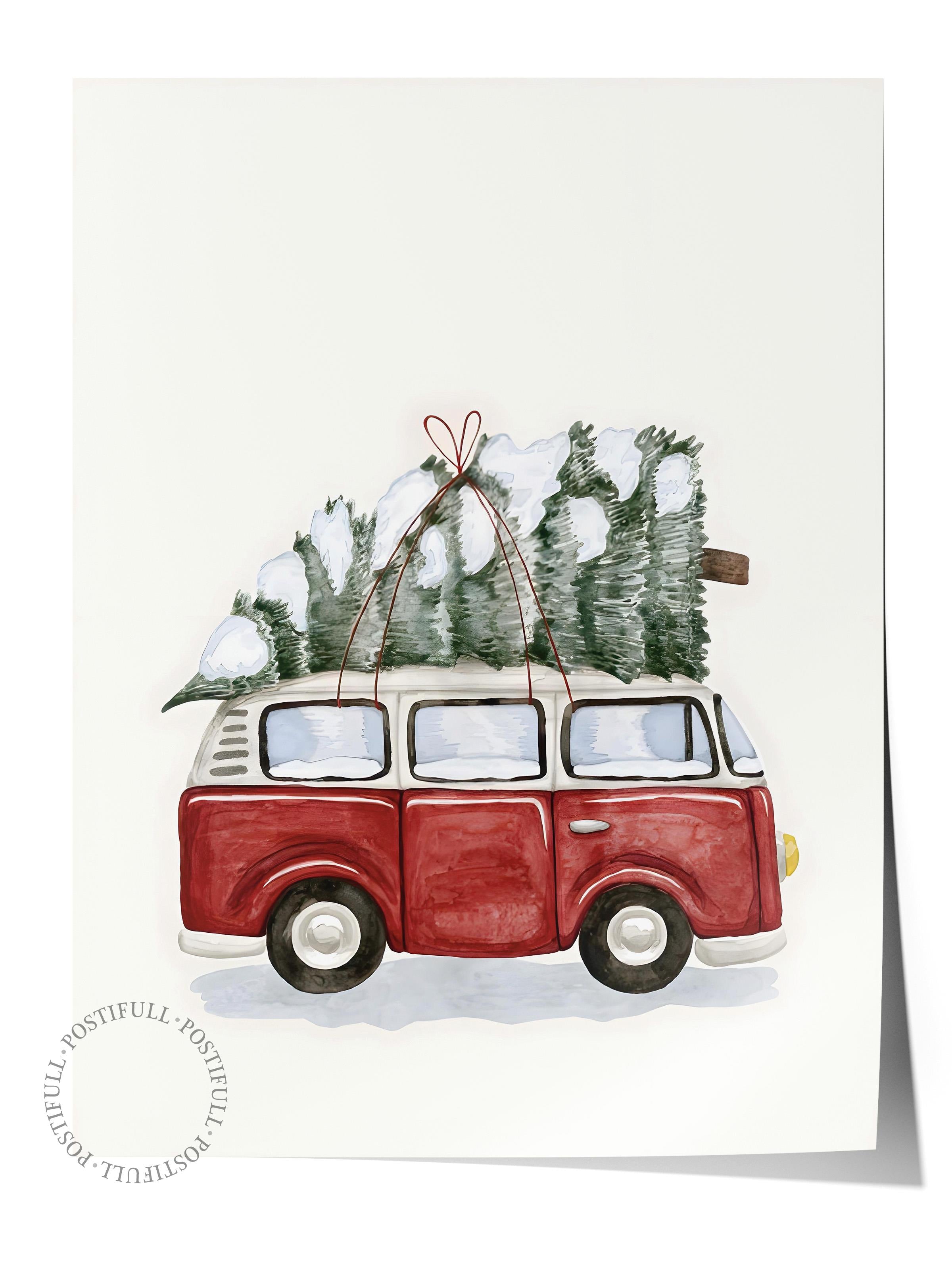 Çerçevesiz Yılbaşı Posteri, Yılbaşı Dekoru, Comfort Serisi, Winter Van Poster, NO:108643