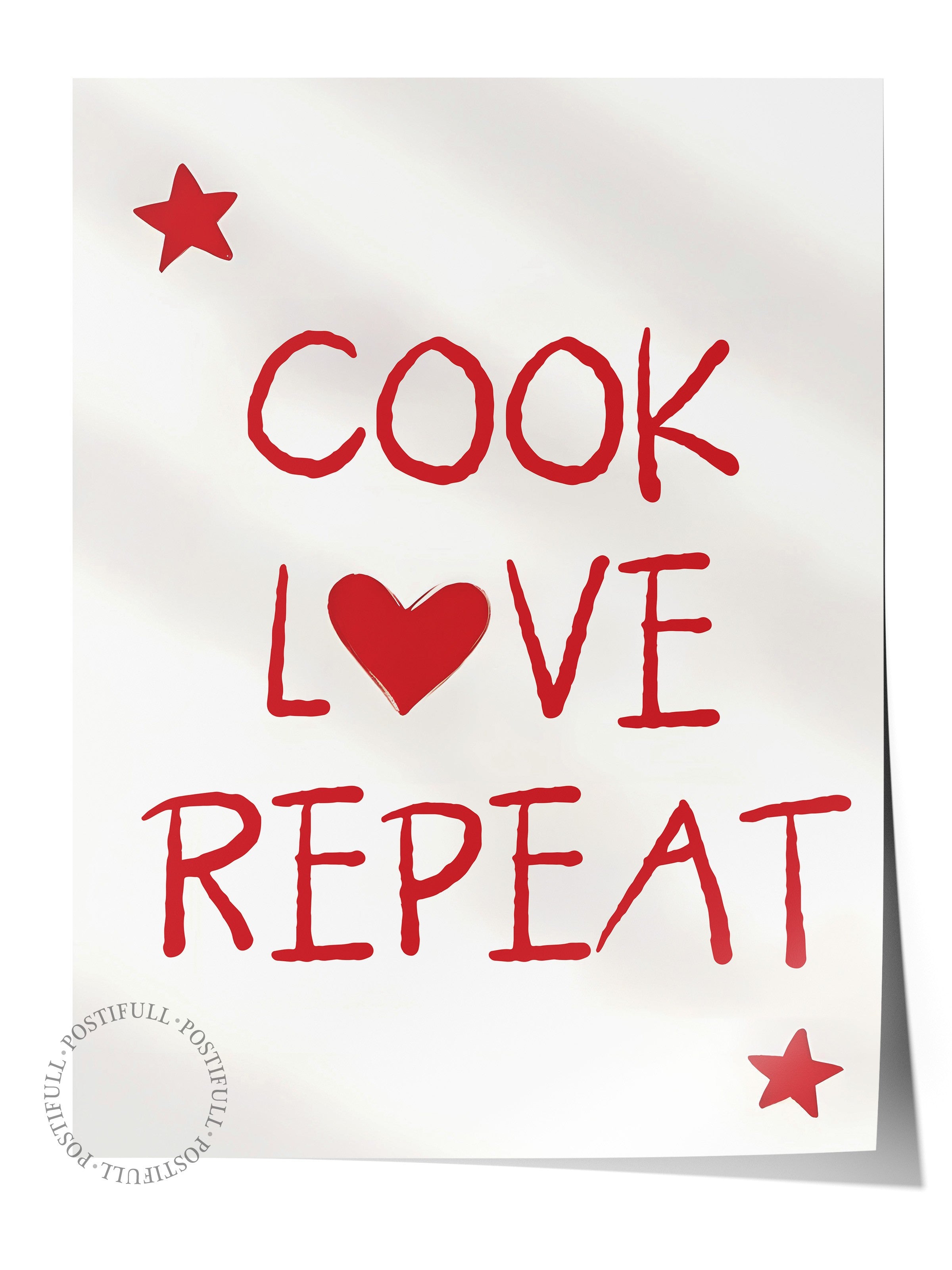 Çerçevesiz Poster, Cook, Love, Repeat, Comfort Serisi Mutfak Duvar Posteri, NO:109051