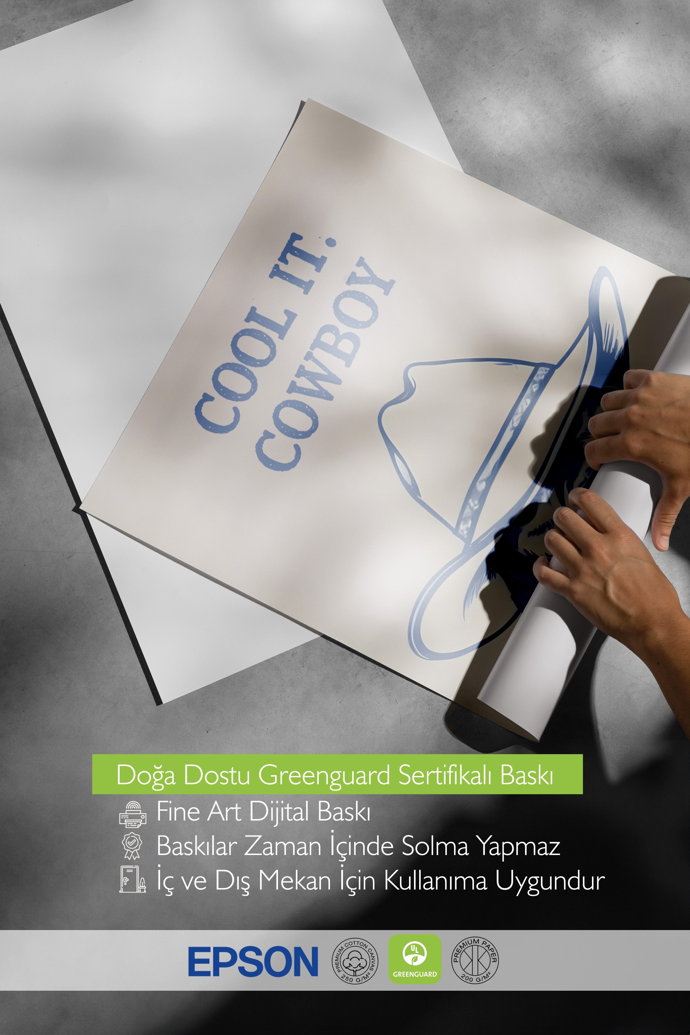 Çerçevesiz Poster, Cool it Cowboy , Comfort Serisi Duvar Posteri, NO:108930