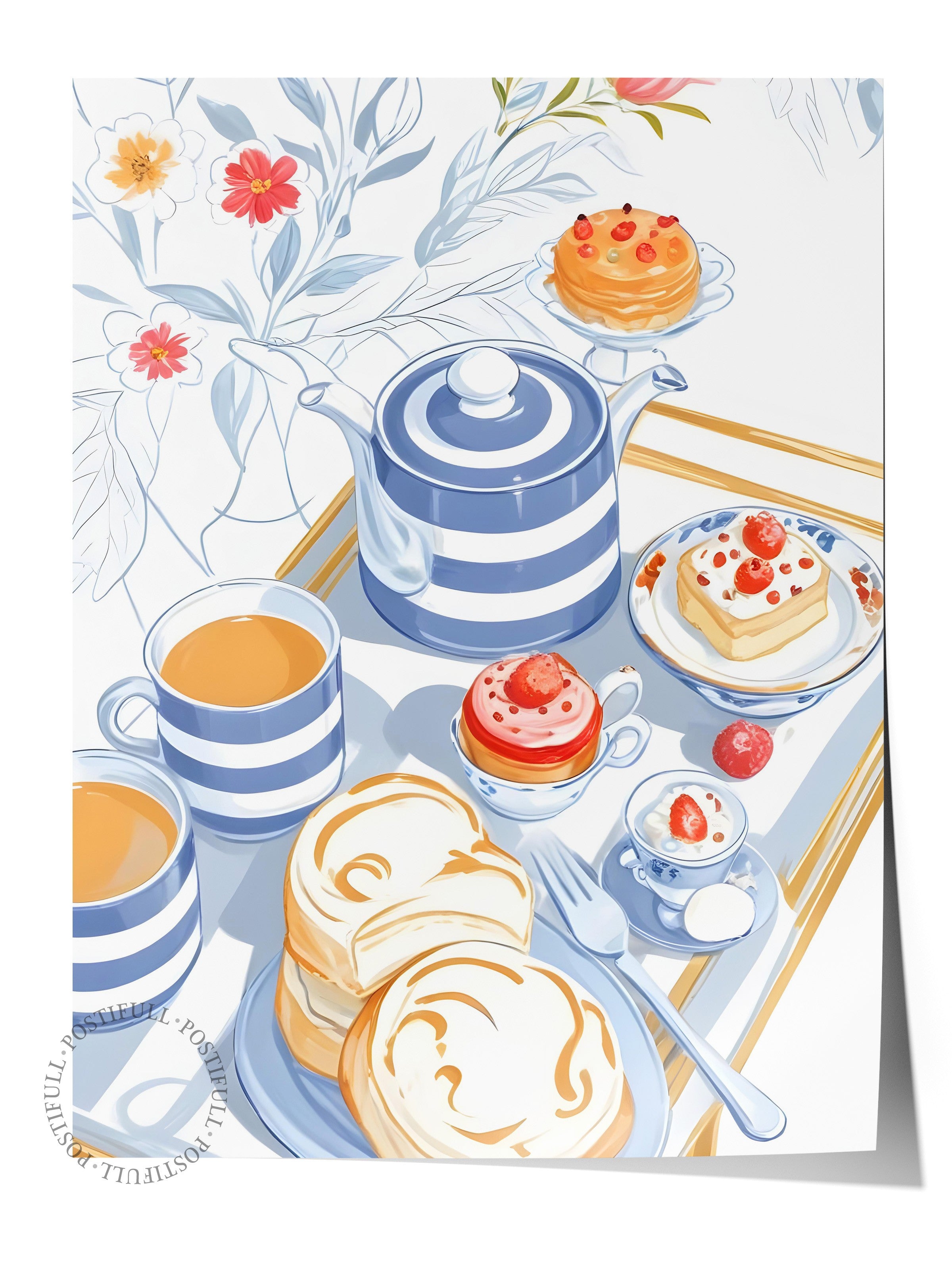 Çerçevesiz Poster, Desert With High Tea, Comfort Serisi Mutfak Duvar Posteri, NO:109136