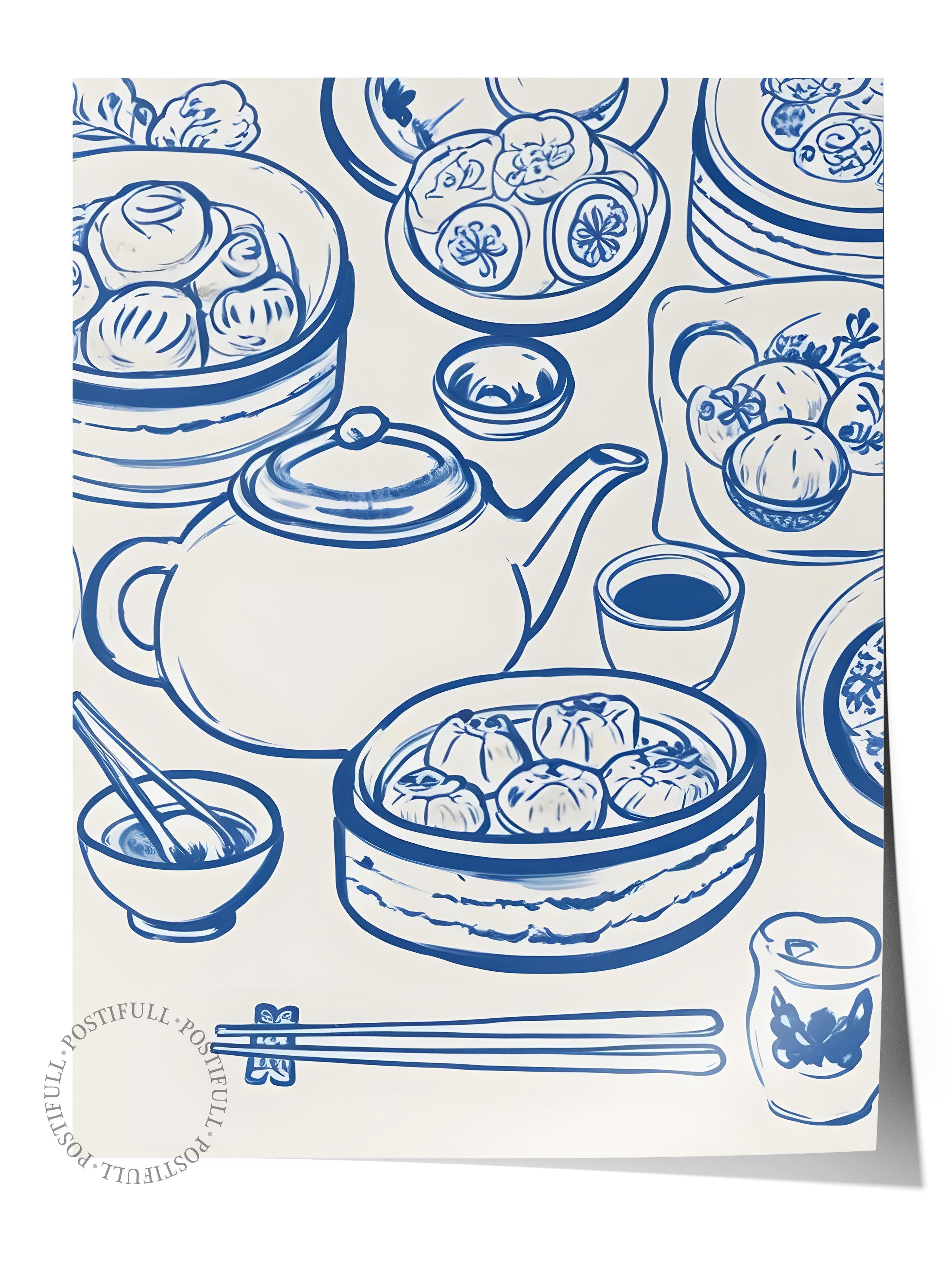 Çerçevesiz Poster, Dumpling Table, Comfort Serisi Mutfak Duvar Posteri, NO:109119