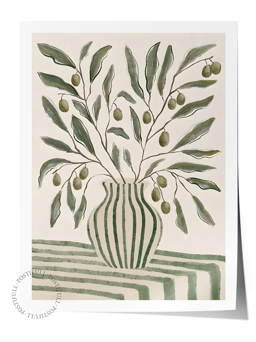 Çerçevesiz Poster,  Duvar Posteri, Olive Branches in Vase Poster, NO:108593