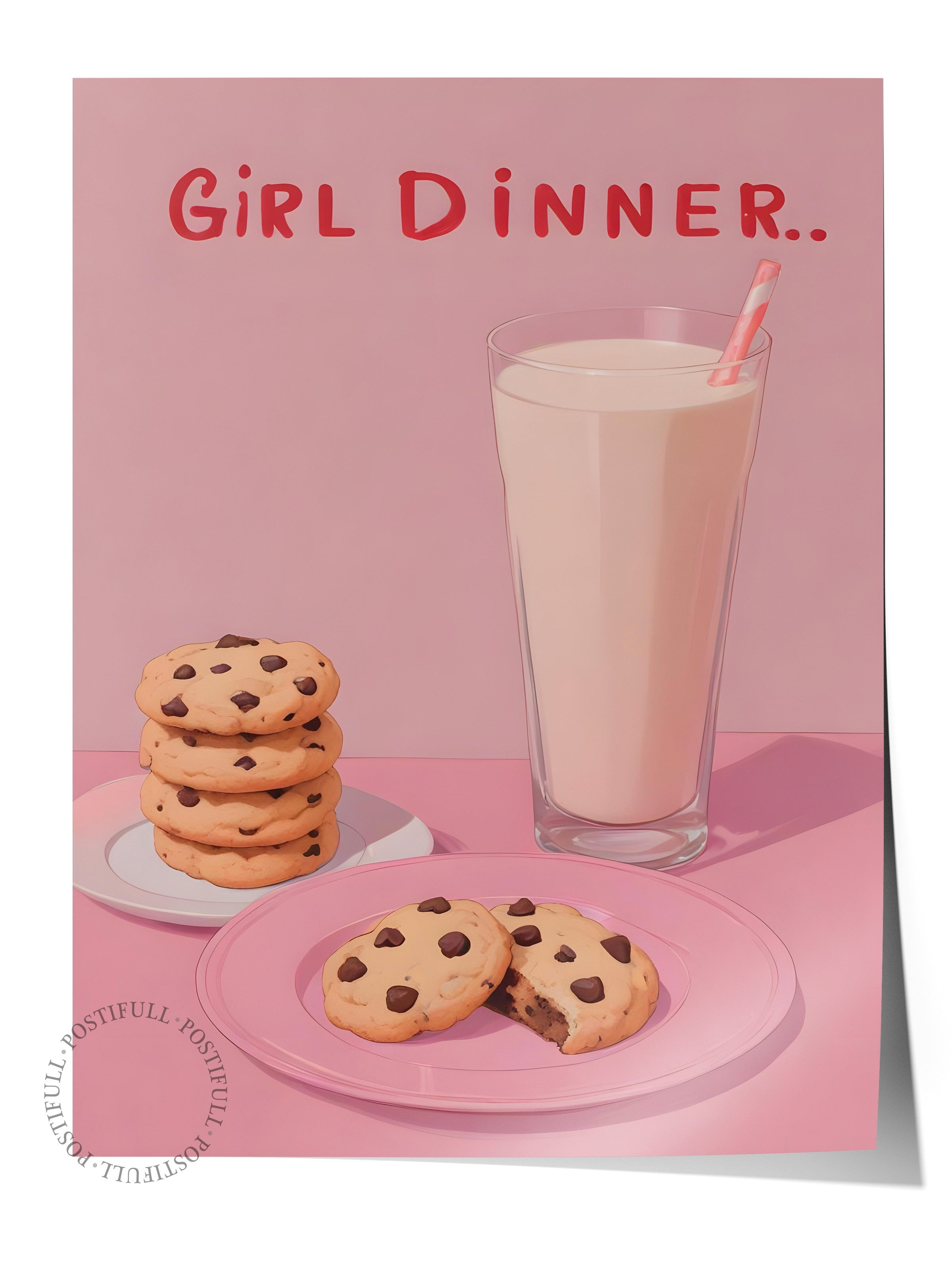 Çerçevesiz Poster, Girl Dinner, Comfort Serisi Mutfak Duvar Posteri, NO:109067