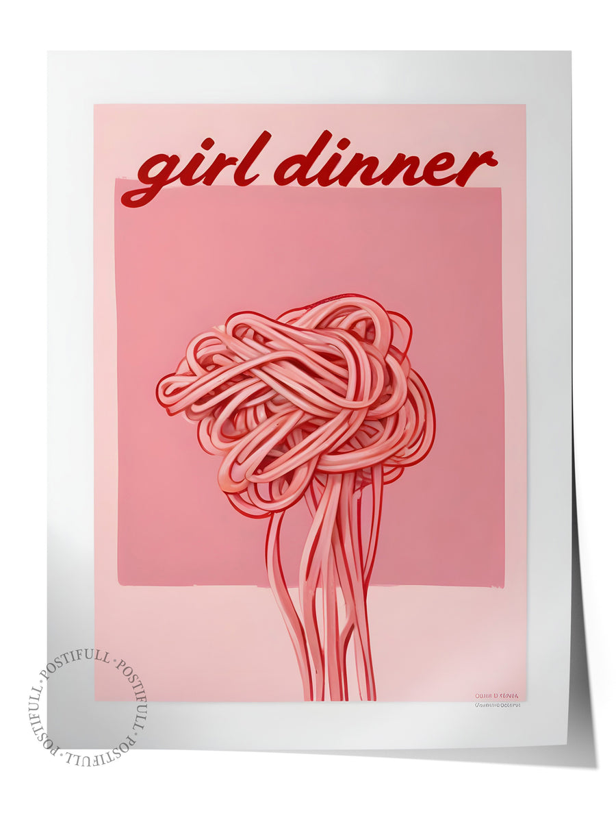 Çerçevesiz Poster, Girl Dinner, Comfort Serisi Mutfak Duvar Posteri, NO:109095