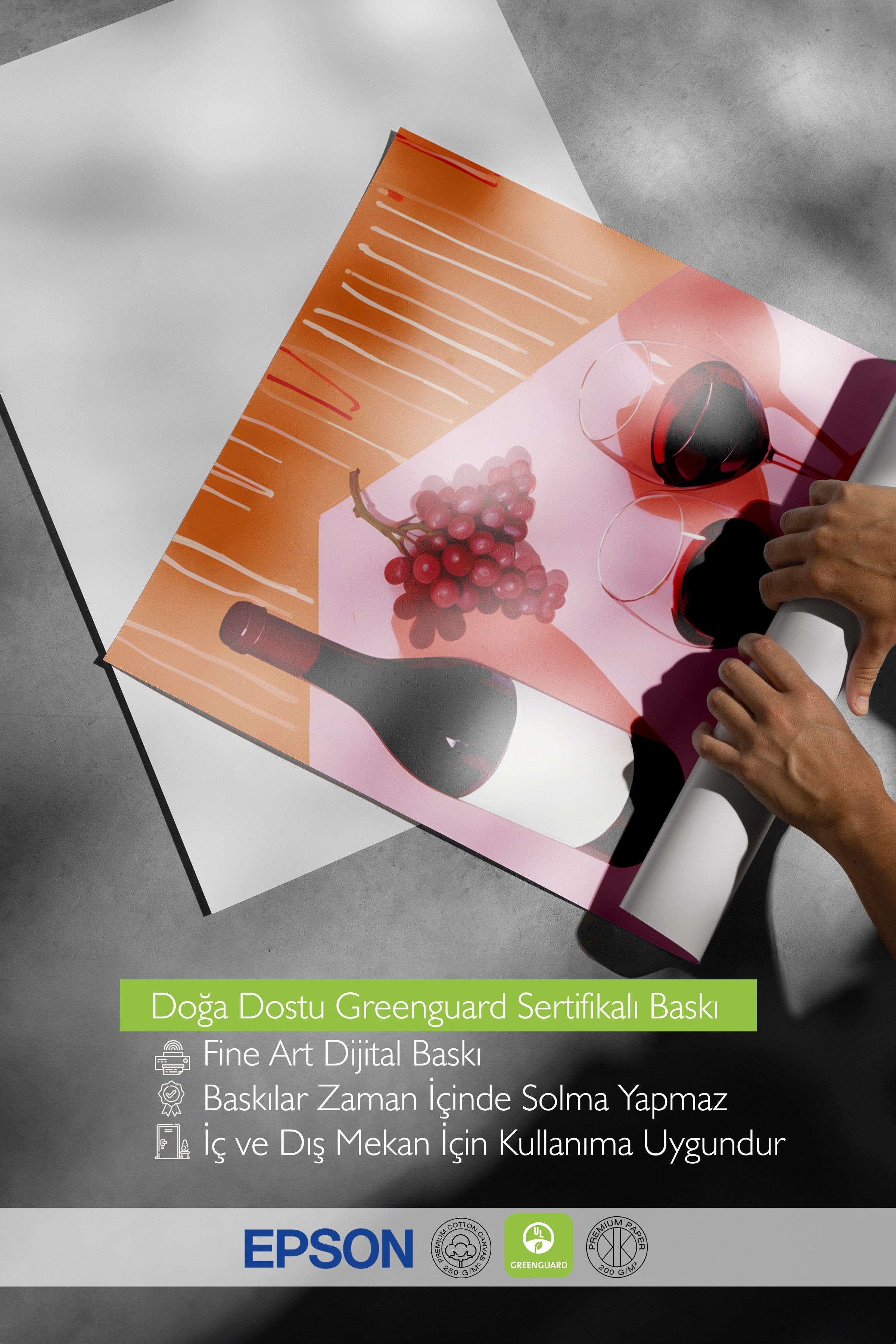 Çerçevesiz Poster, Grapes & Wine, Comfort Serisi Mutfak Duvar Posteri, NO:109097