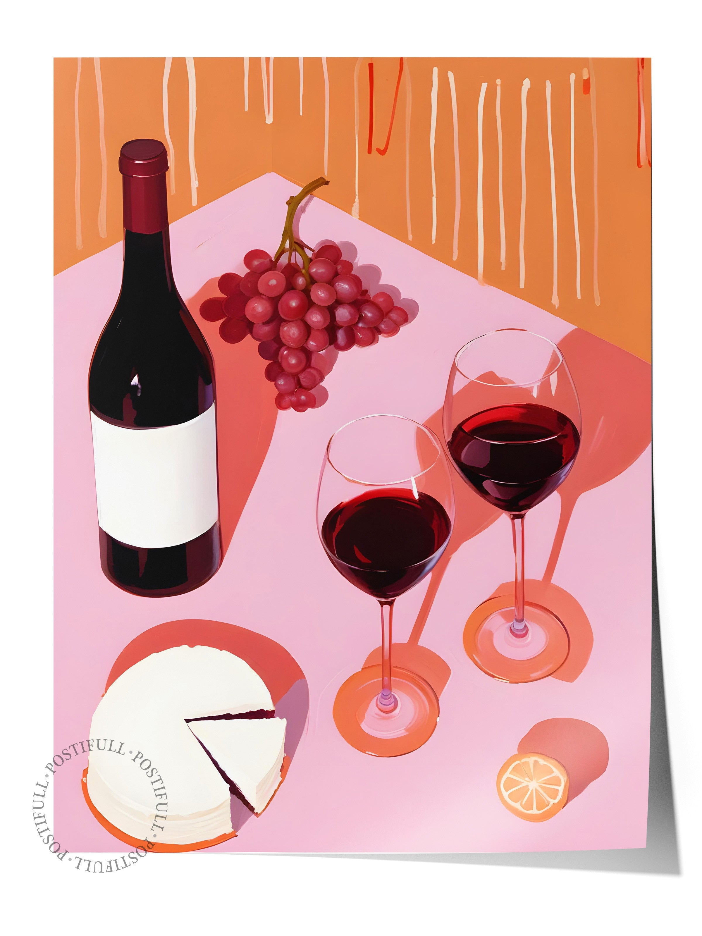 Çerçevesiz Poster, Grapes & Wine, Comfort Serisi Mutfak Duvar Posteri, NO:109097