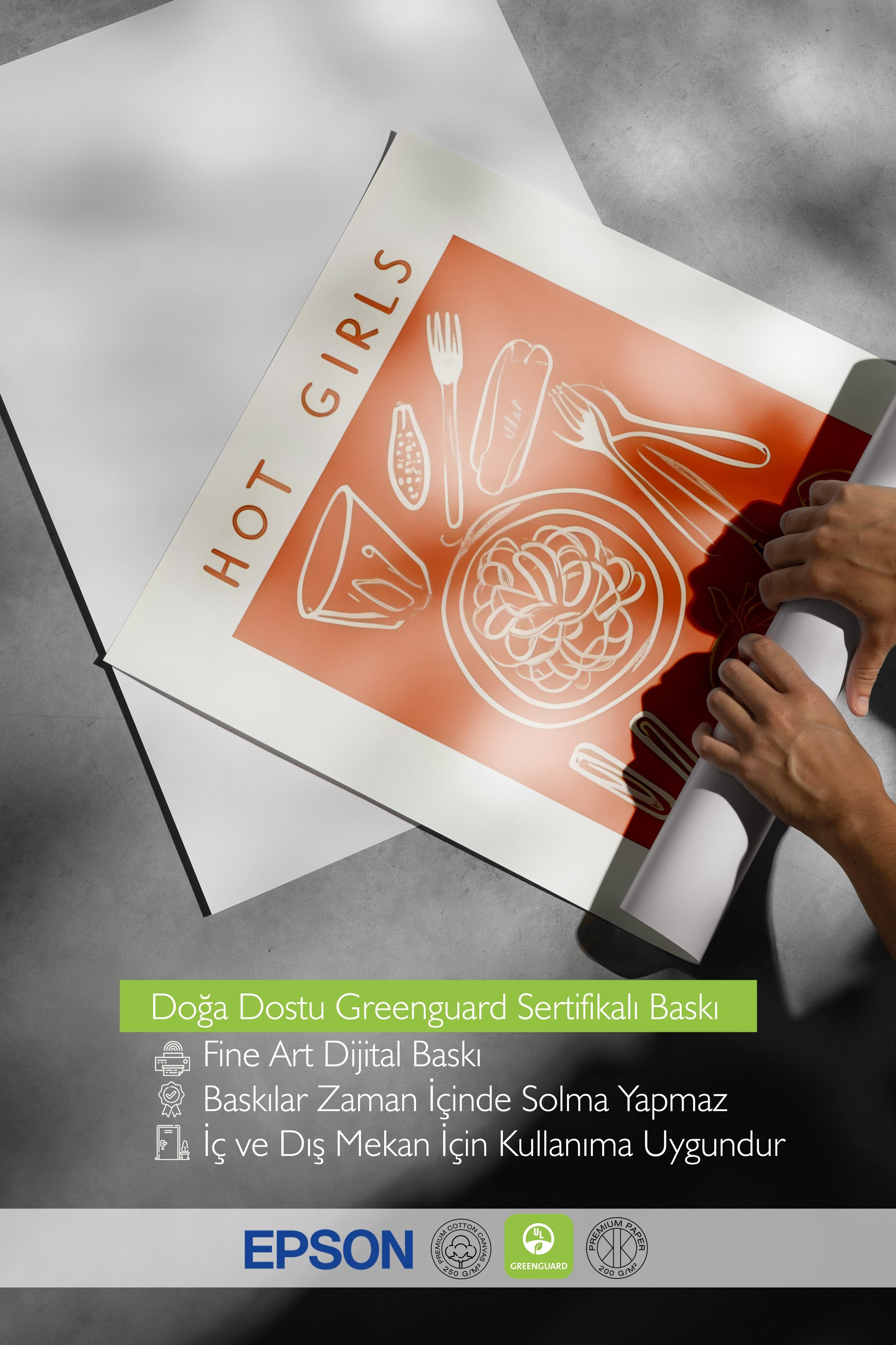 Çerçevesiz Poster, Hot Girl Eat Pasta, Comfort Serisi Mutfak Duvar Posteri, NO:109125