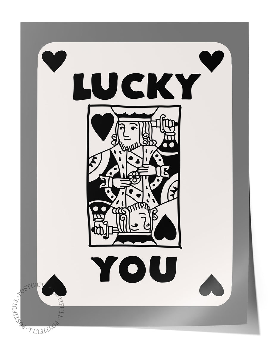 Farklı Tonlarda LUCKY YOU İllüstrasyon Çerçevesiz Poster
