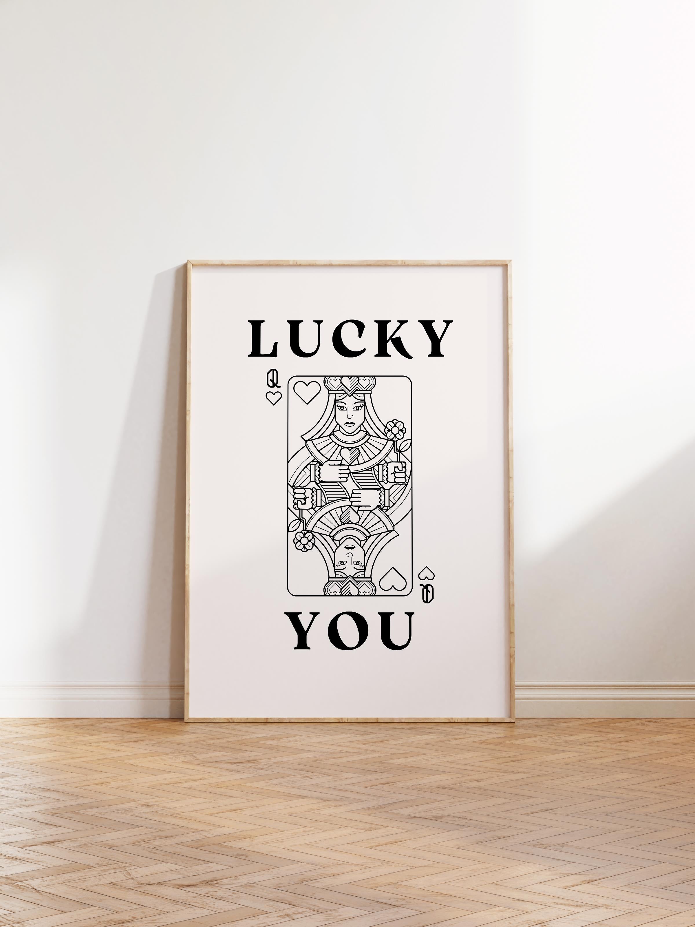 Çerçevesiz Poster, İllüstrasyon Çizim Poster - Lucky You Siyah, Duvar Posteri, Duvar Dekoru, HD Baskı, Kalın Arşivsel Sanat Kağıdı
