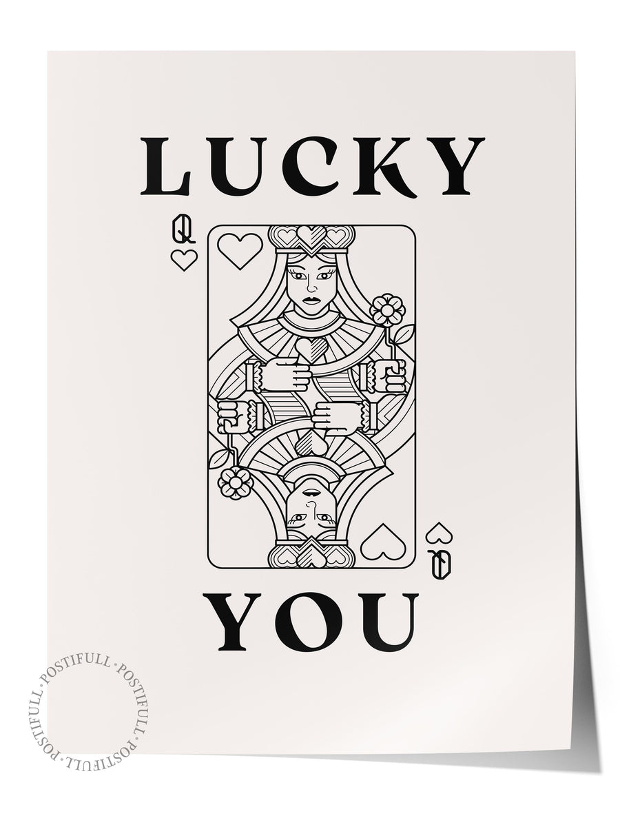 Farklı Tonlarda LUCKY YOU İllüstrasyon Çerçevesiz Poster