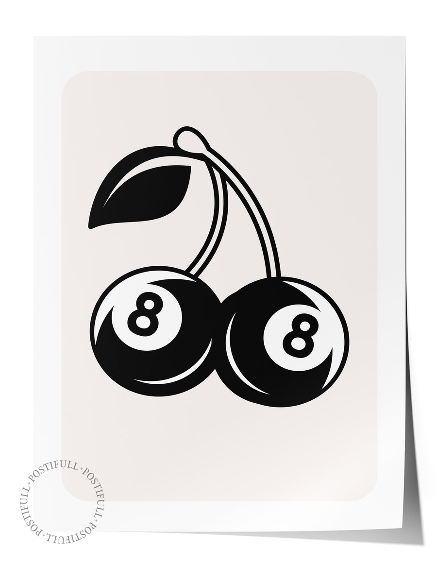 Minimalist Kiraz İllüstrasyonu Çerçevesiz Poster