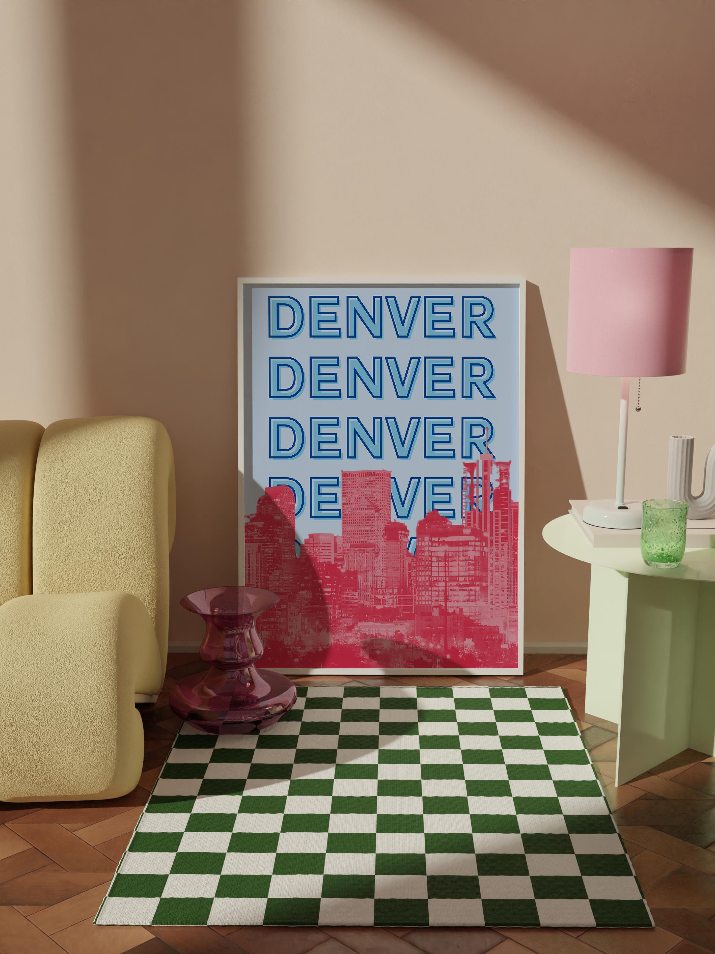 Çerçevesiz Poster İllüstrasyon Şehir - Denver, Şehirler Serisi, Duvar Posteri, HD Baskı, Kalın Arşivsel Sanat Kağıdı