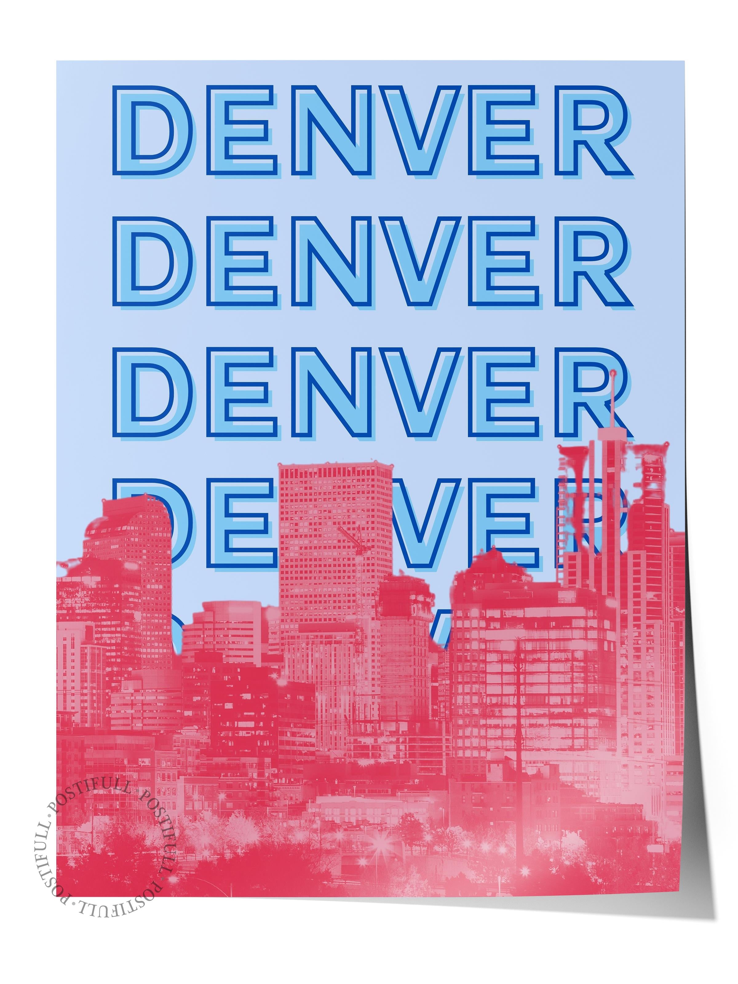 Çerçevesiz Poster İllüstrasyon Şehir - Denver, Şehirler Serisi, Duvar Posteri, HD Baskı, Kalın Arşivsel Sanat Kağıdı